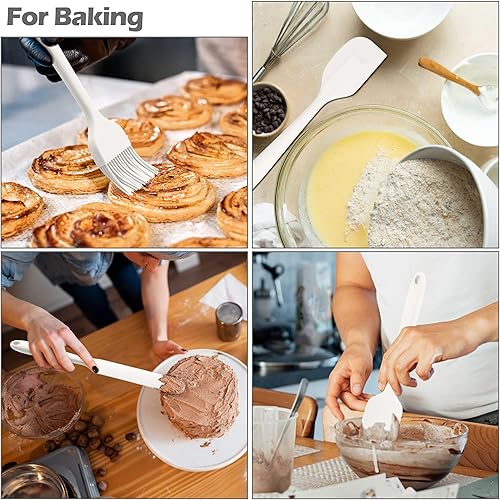 Miniatura 6 de HaWare Juego de 29 utensilios de cocina de silicona, resistentes al calor, con mango de acero inoxidable, juegos de espátula con soporte y ganchos,