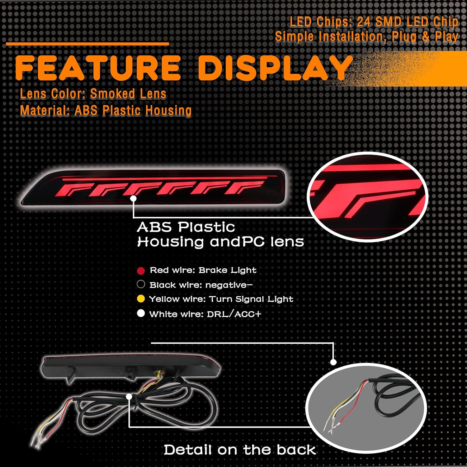 Rear Bumper Reflector Lamp Fog Light DRL Sequential Turn Signal Lamp Feature Kit for Nissan Murano 2015-2022｜Nissan Sentra 2020-2025｜Nissan Leaf 2018-2022｜Armada 2019-2023 Tail Lamp (Smoked)