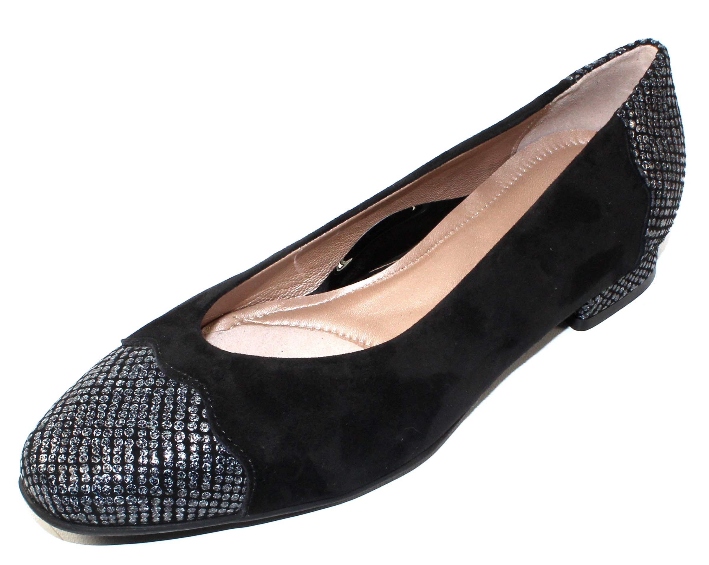 BeautiFeel Women's Myla in Black Suede/Gray Tartan Embossed Leather - Size 40 M