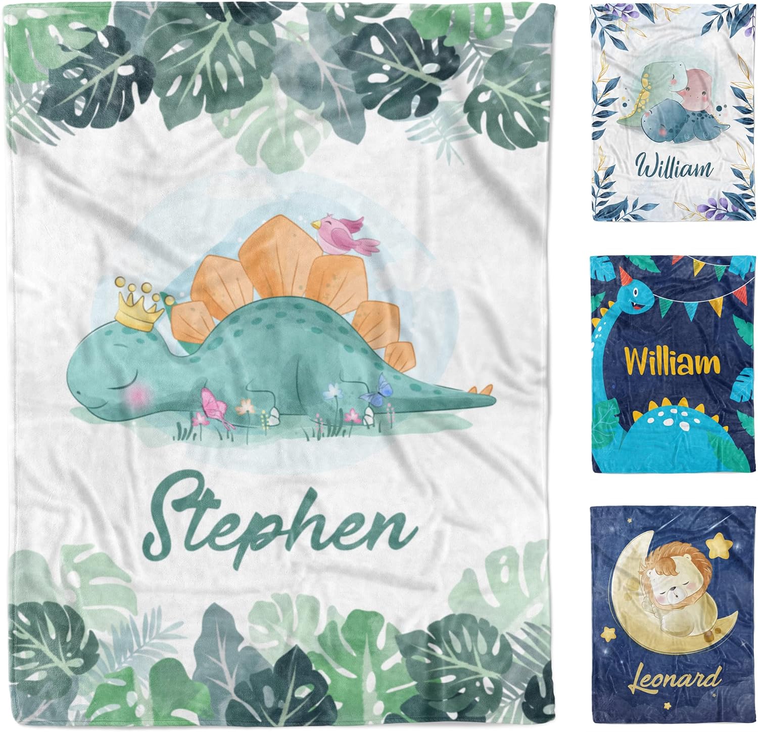 AVIClothes Customized Baby Boy Blanket, Personalized Baby Boy Animal Woodland Blankets - Baby Blanket with Name for Baby Boy, 30inchx40inch, Fleece, Swaddle,Full
