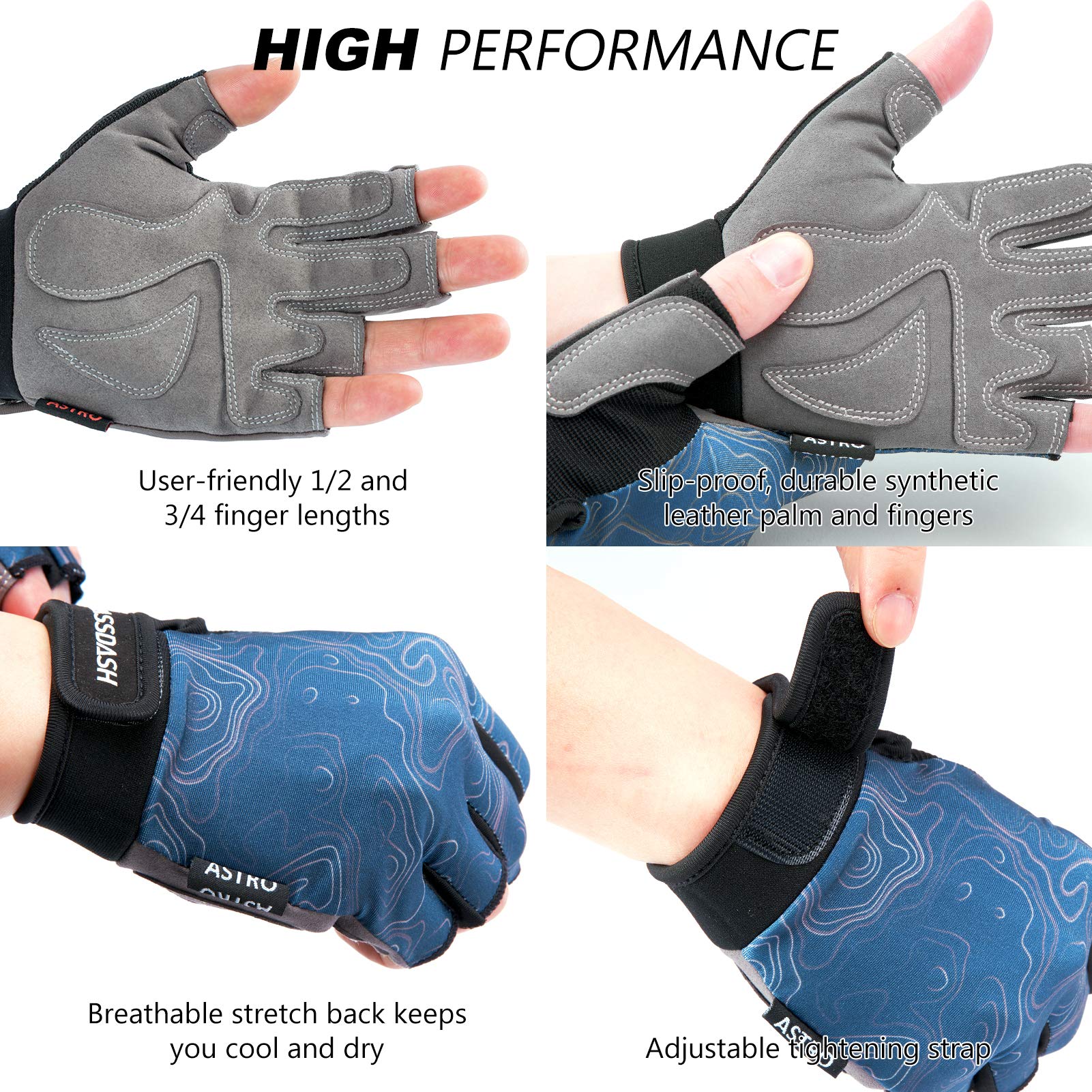 BASSDASH Astro Fishing Gloves Men’s Women’s Fingerless Gloves for Game Fishing Kayaking Paddling Sailing MTB