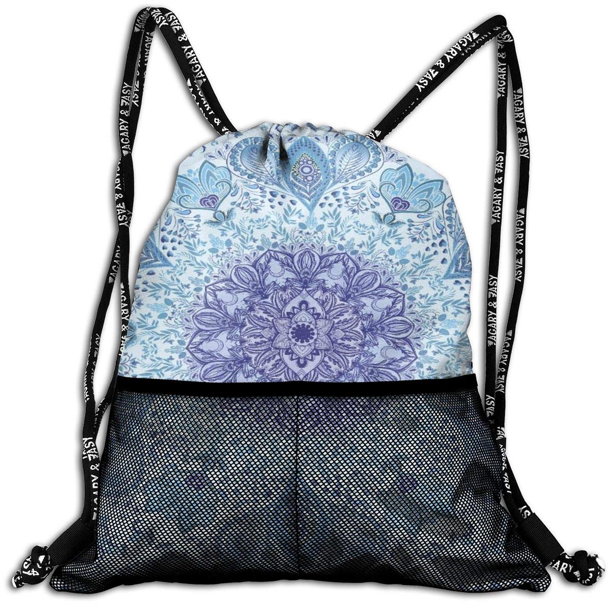 Psychedelic Peacock Mandala Drawstring Backpack Traveling Swim Shoulder Bags Large Capacity Beam Backpack, Home Travel Storage Use Gift For Men & Women, Girls Boys
