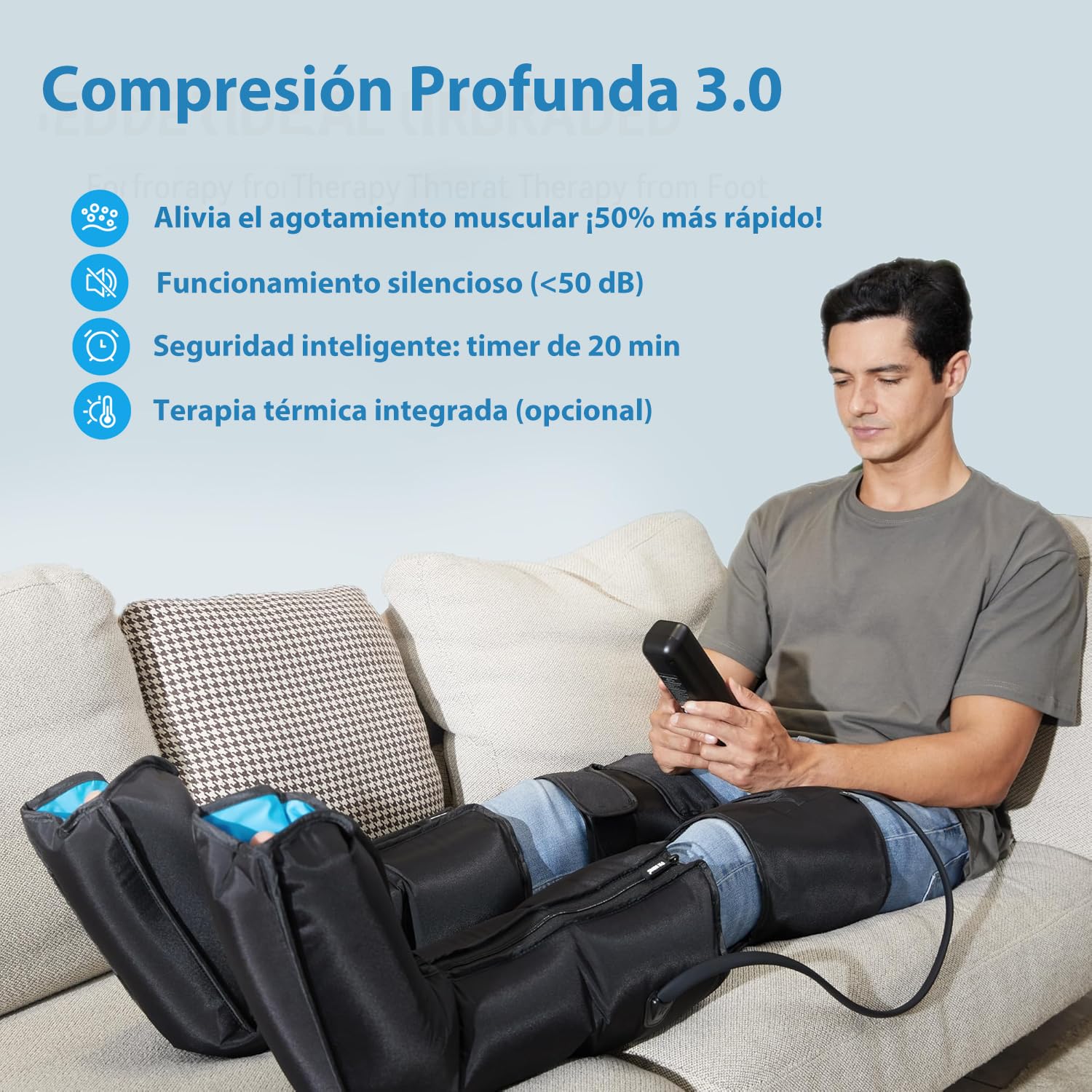 FIT KING Botas Presoterapia Piernas, 3 en 1 con Calor y Compresión, Presoterapia para casa Alivio Dolor, Mejora Circulación, 3 Modos, 3 Niveles Calor