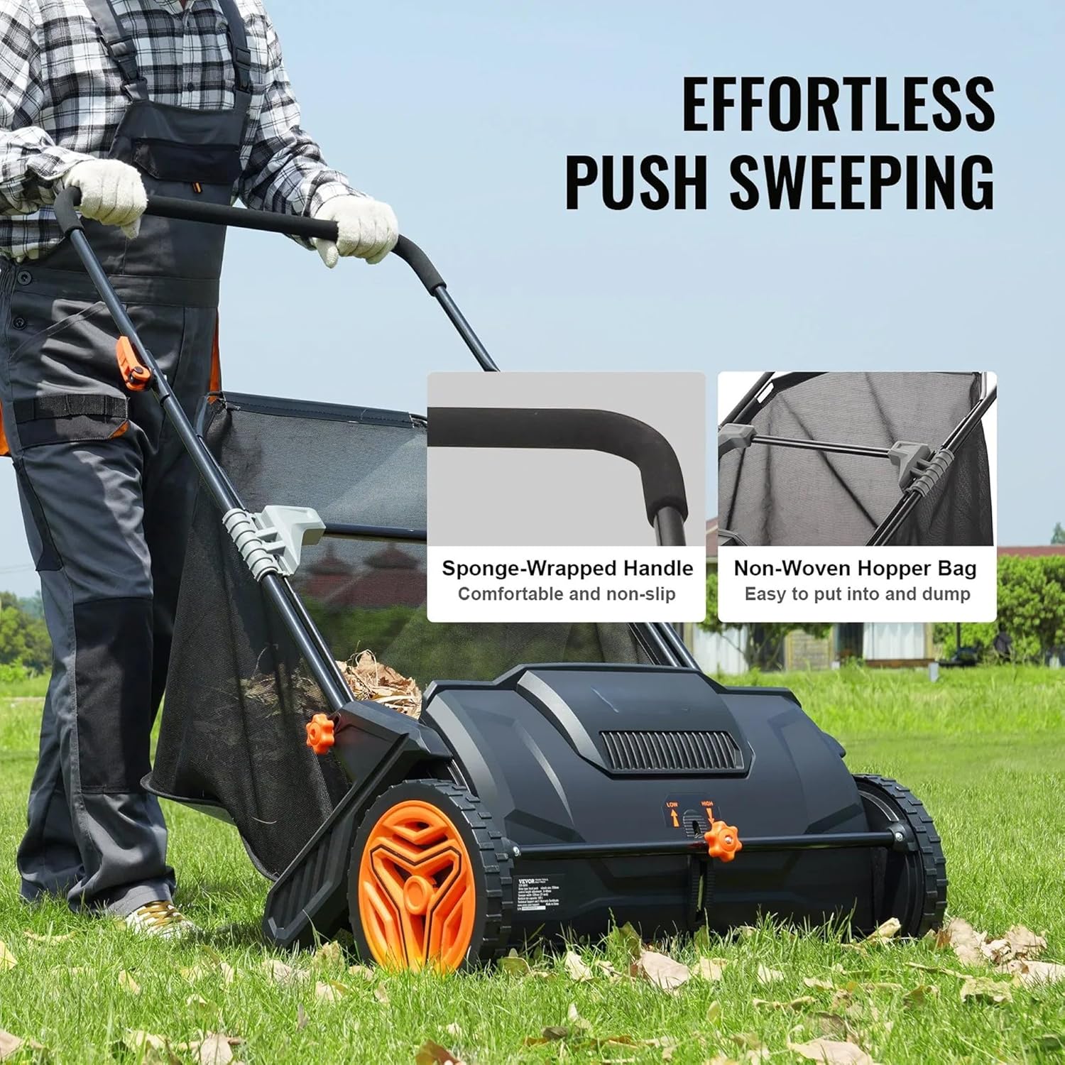 Lawn Sweeper & Leaf Collector – Heavy-Duty Yard Tool for Grass, Leaves & Debris Removal, Garden and Outdoor Lawn Cleanup