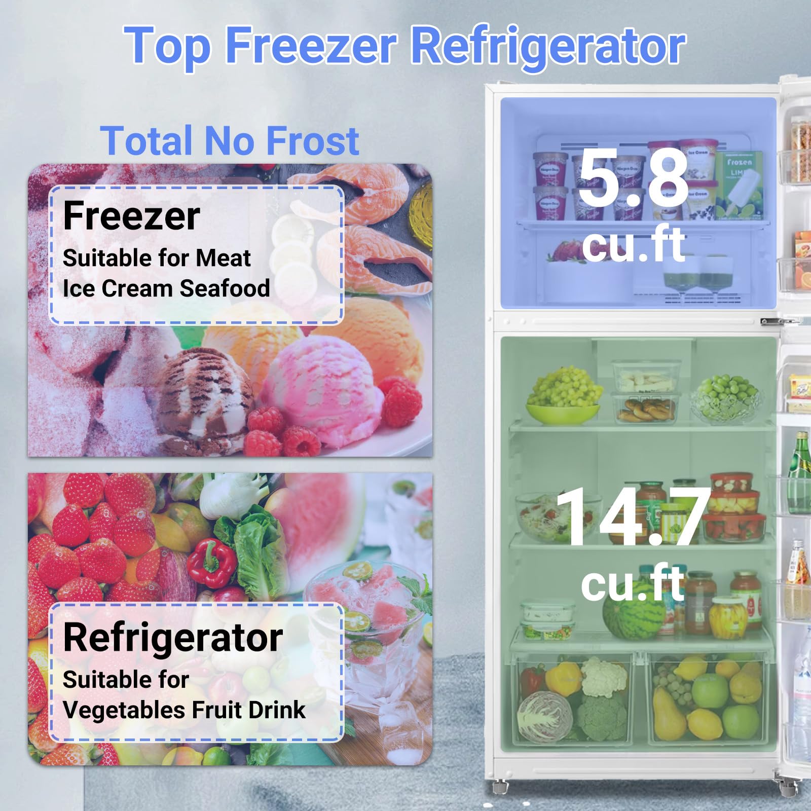 Smad 20.5 cu.ft Refrigerators 30 inch Wide Garage Ready Refrigerator with LED Light and Reversible Door Top Freezer Refrigerator Total No Frost for Home Dorm Kitchen 66 inch Tall White on Fridge.com