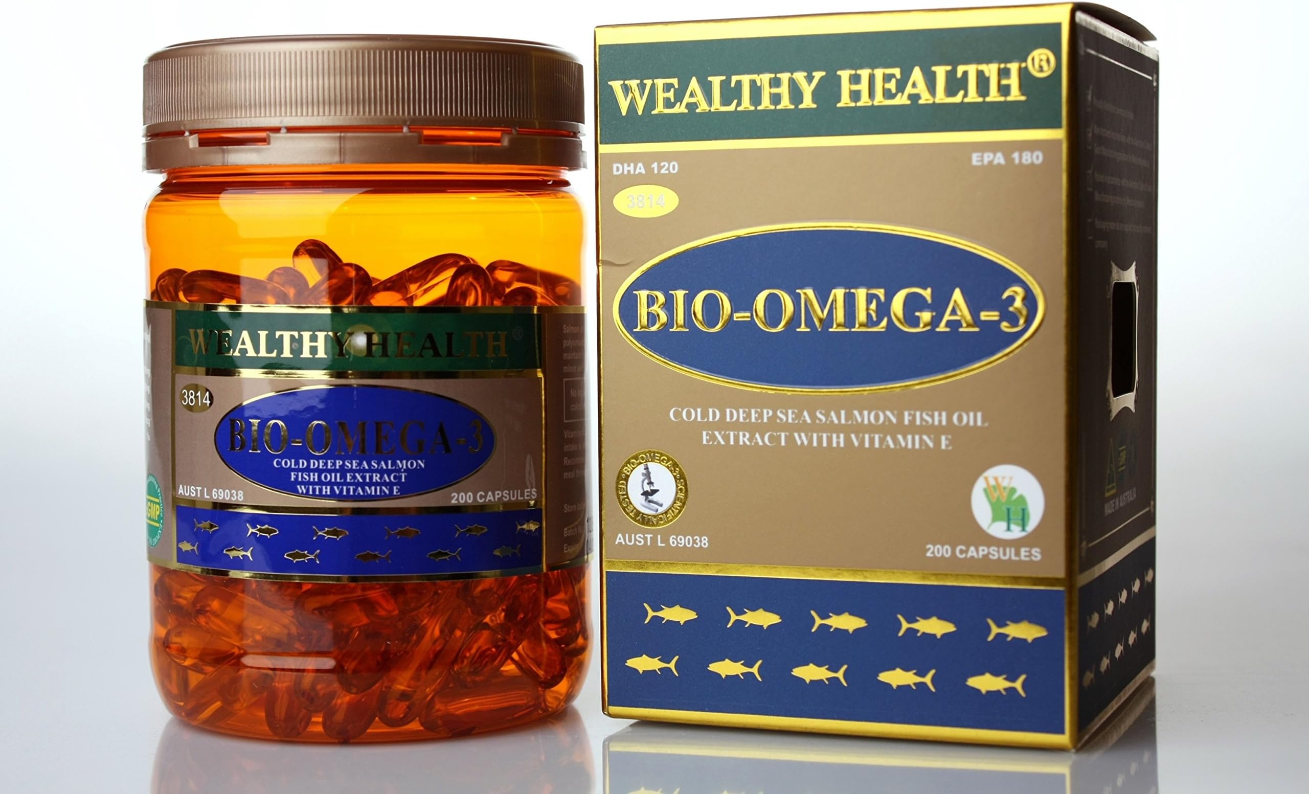 Wealthy Health Bio-omega3 365s, Cold Deep Salmon Fish + Extract with Vitamin E
