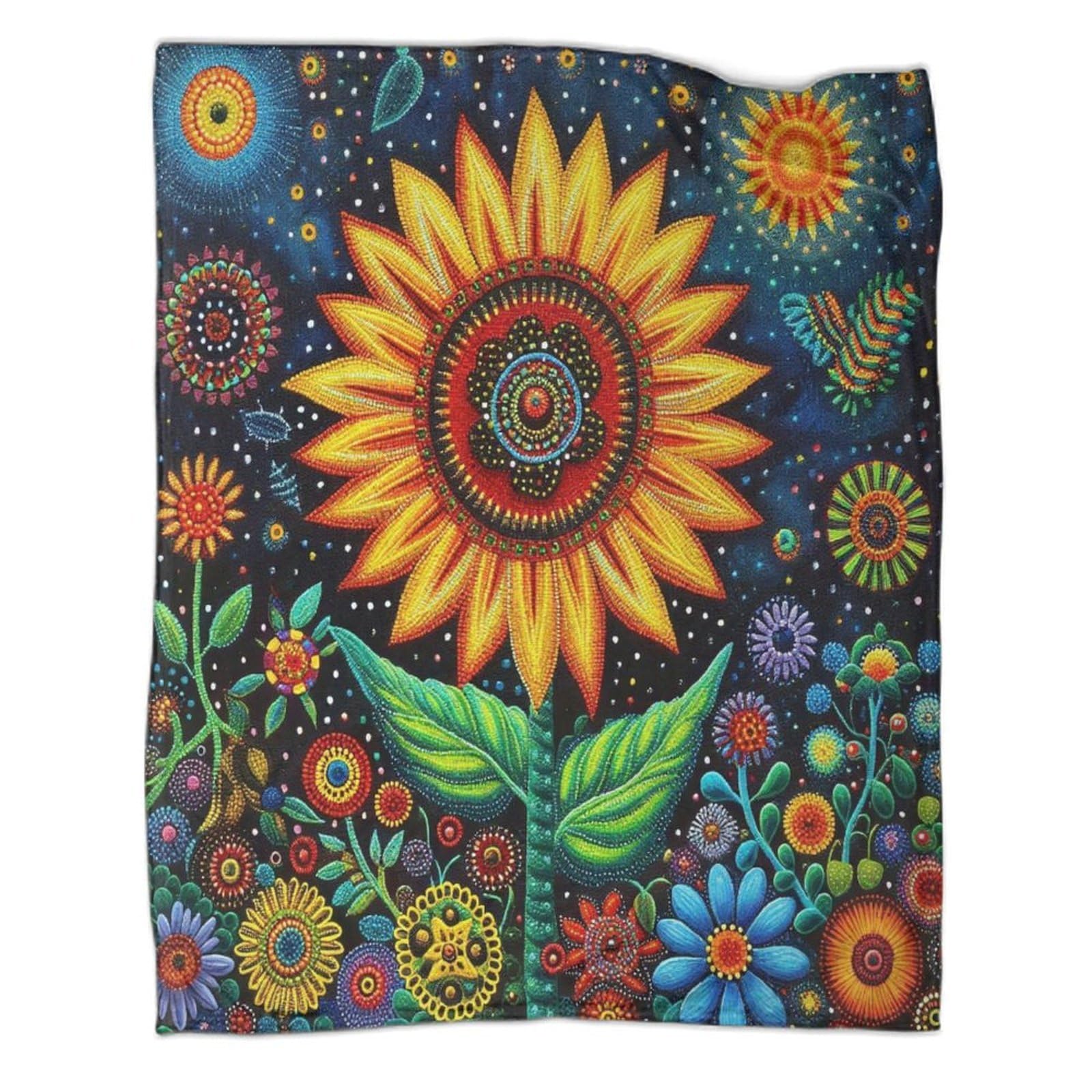 Couverture jetable en flanelle douce tournesol 3D pour soirées cinéma en famille