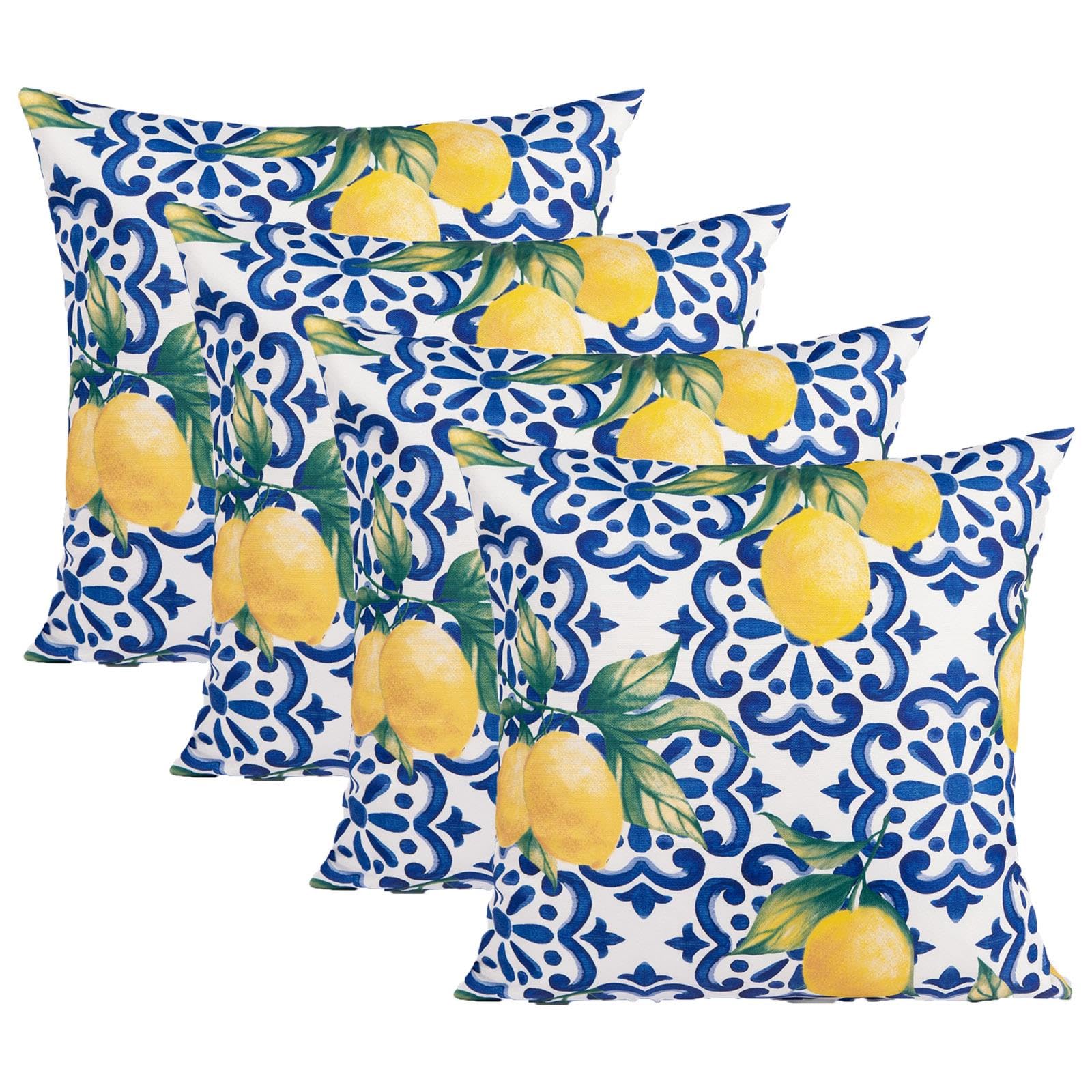 OHSCushions for Outdoor Furniture Lemon Print, 45 x 45 Cushion Covers for  Inserts Outdoor Garden Seat Cushions Soft Comfy Decorative, Blue