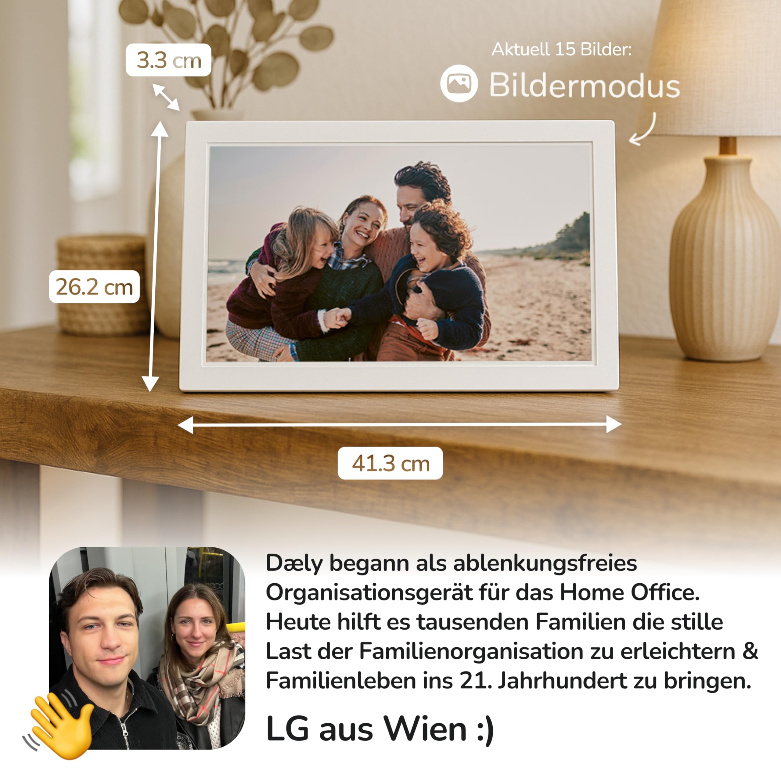 Daely® Calendar - Digitaler Kalender 15.6" - Digitaler Wandkalender Touchscreen Full HD - Familienplaner, Elektronischer Wandkalender, Wochenplaner, Monatsplaner & Belohnungstafel, Wi-Fi