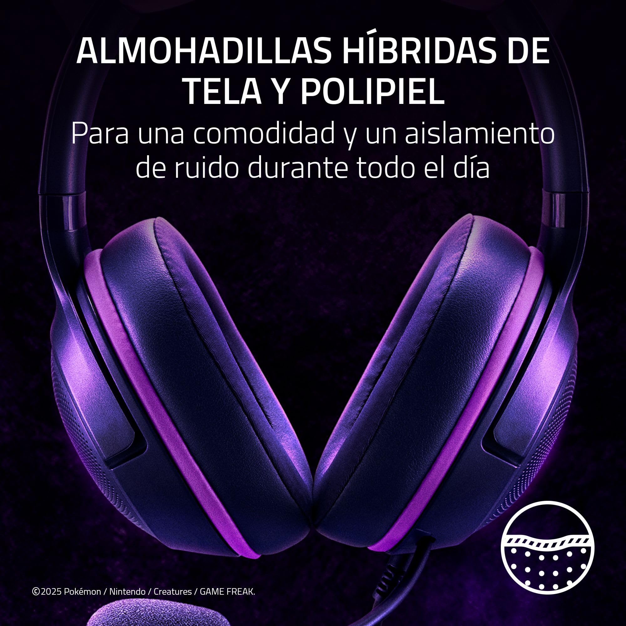 Razer Kraken Kitty V2 Edición Gengar Pokémon - Auriculares USB Púas de Gengar - iluminación reactiva al stream - micrófono cardioide HyperClear - TriForce 40mm | Morado