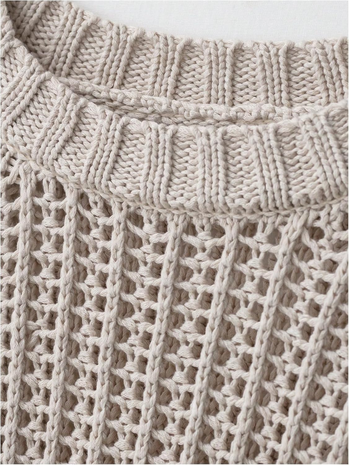 WDIRARA Women's Tie Side Hollow Out Crochet Sweater Short Sleeve Crew Neck Pullovers Knit Tops - Image 3