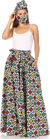 Sakkas Asma Second Convertible Traditional Wax Print Adjustable Strap Maxi Skirt