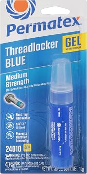 Permatex 24010 Medium Strength Threadlocker Blue Gel, 10 g Gel Twist Applicator