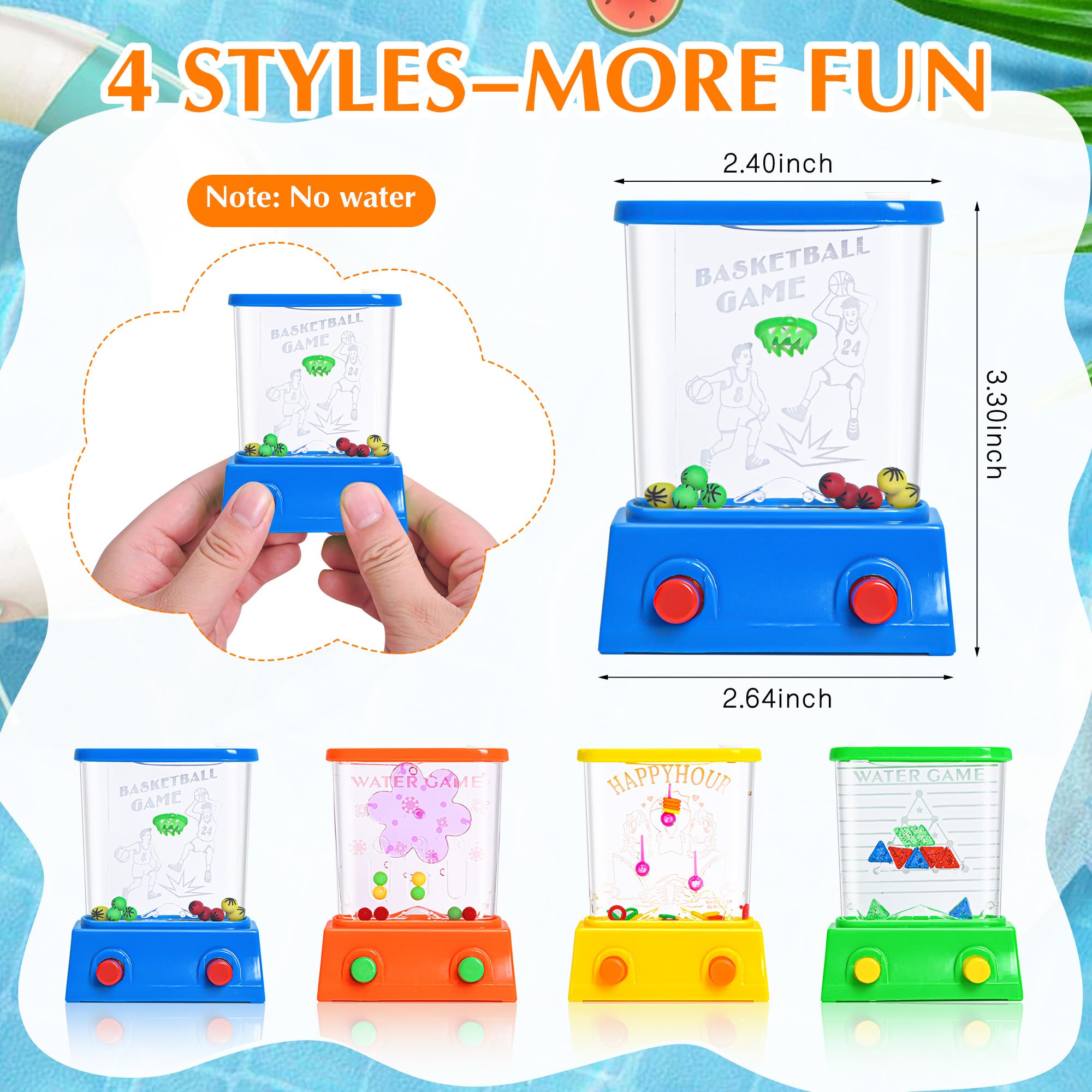 Handheld Water Toy Mini Games with Relive Your Childhood with - Nostalgic Fun in a Compact Size (4 PCS Handheld Toy Edition)