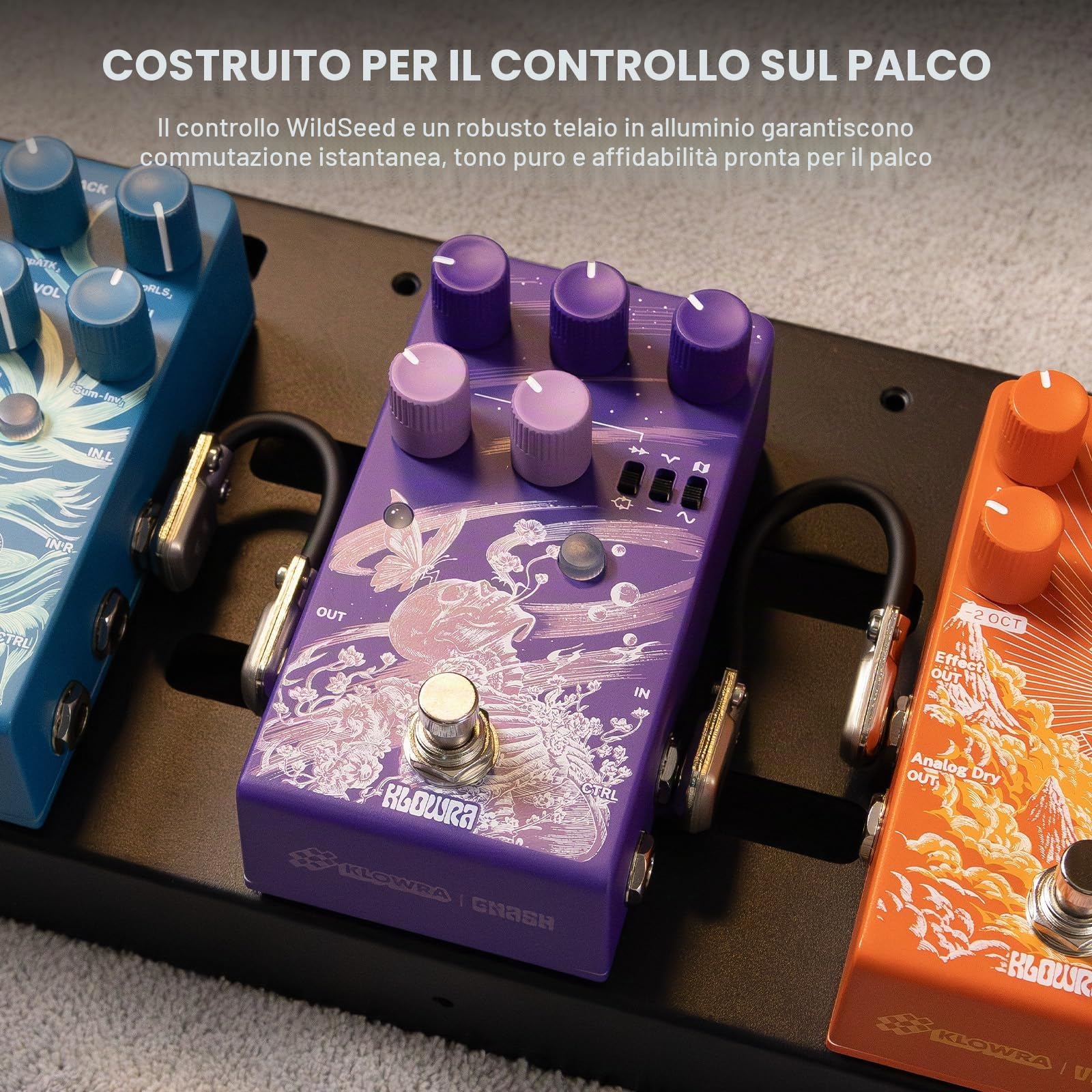Gnash - Pedale per effetti per chitarra con distorsione analogica a doppio canale, drive ad alto guadagno serie/parallelo con Wavefolder e Mid-Cut, True Bypass, circuiteria completamente