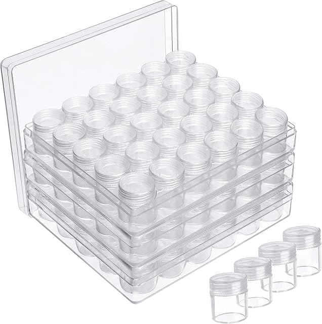 Kurtzy 3 Pack Clear Plastic Bead Storage Organiser Box (90 Jars) - Small Removable Compartment Containers with Lids - Diamond Dot Painting Beads, Jewellery, DIY Nail Art, Glitter & Embroidery
