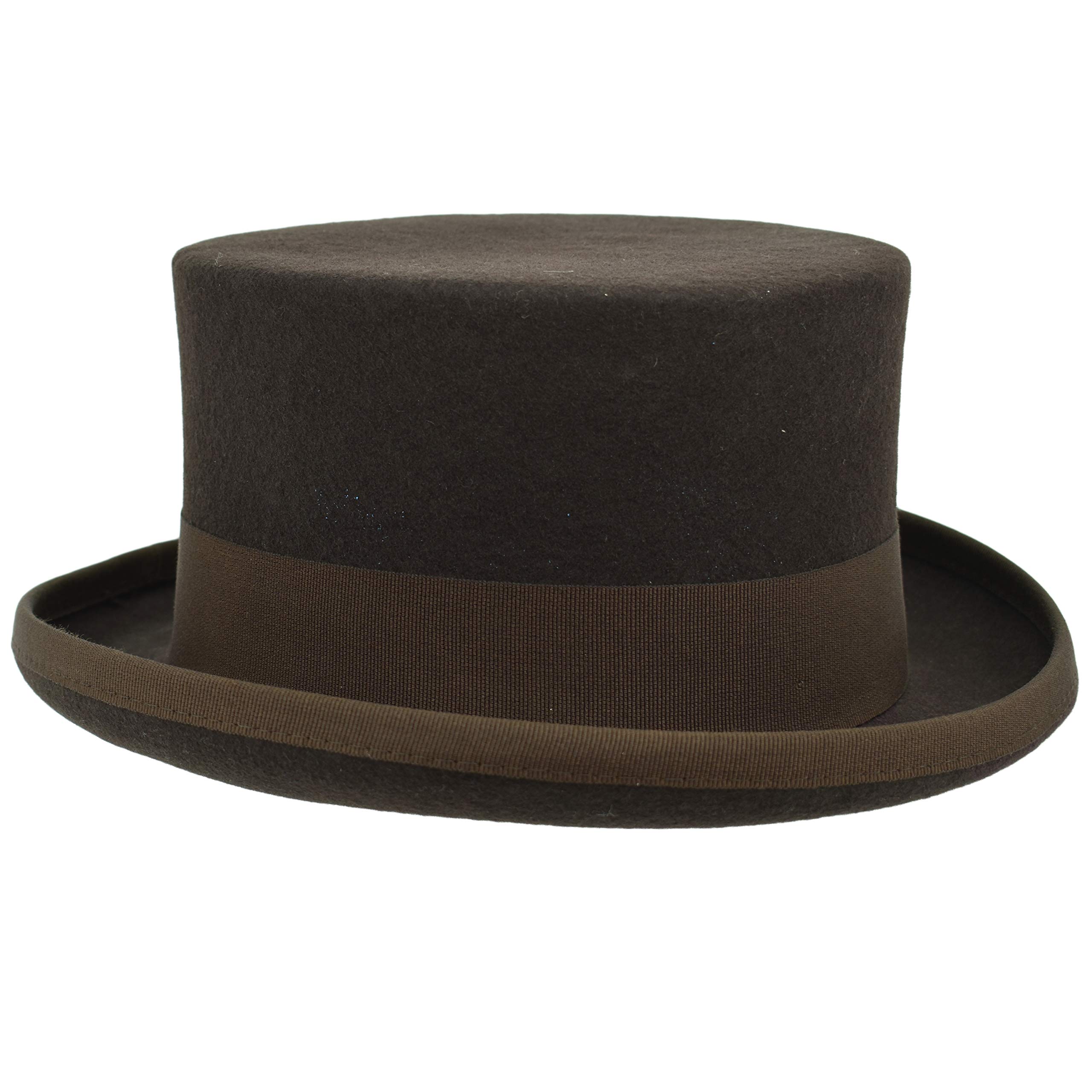Chapeau demi-cylindre en feutre de laine pour homme femme été hiver - Marron - XL