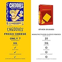 Vista 5 de Cheddies Crackers Cheddar clásico Sin OMG, agricultura regenerativa, alto en proteínas, 4.2 onzas (paquete de 6) (el embalaje puede variar)
