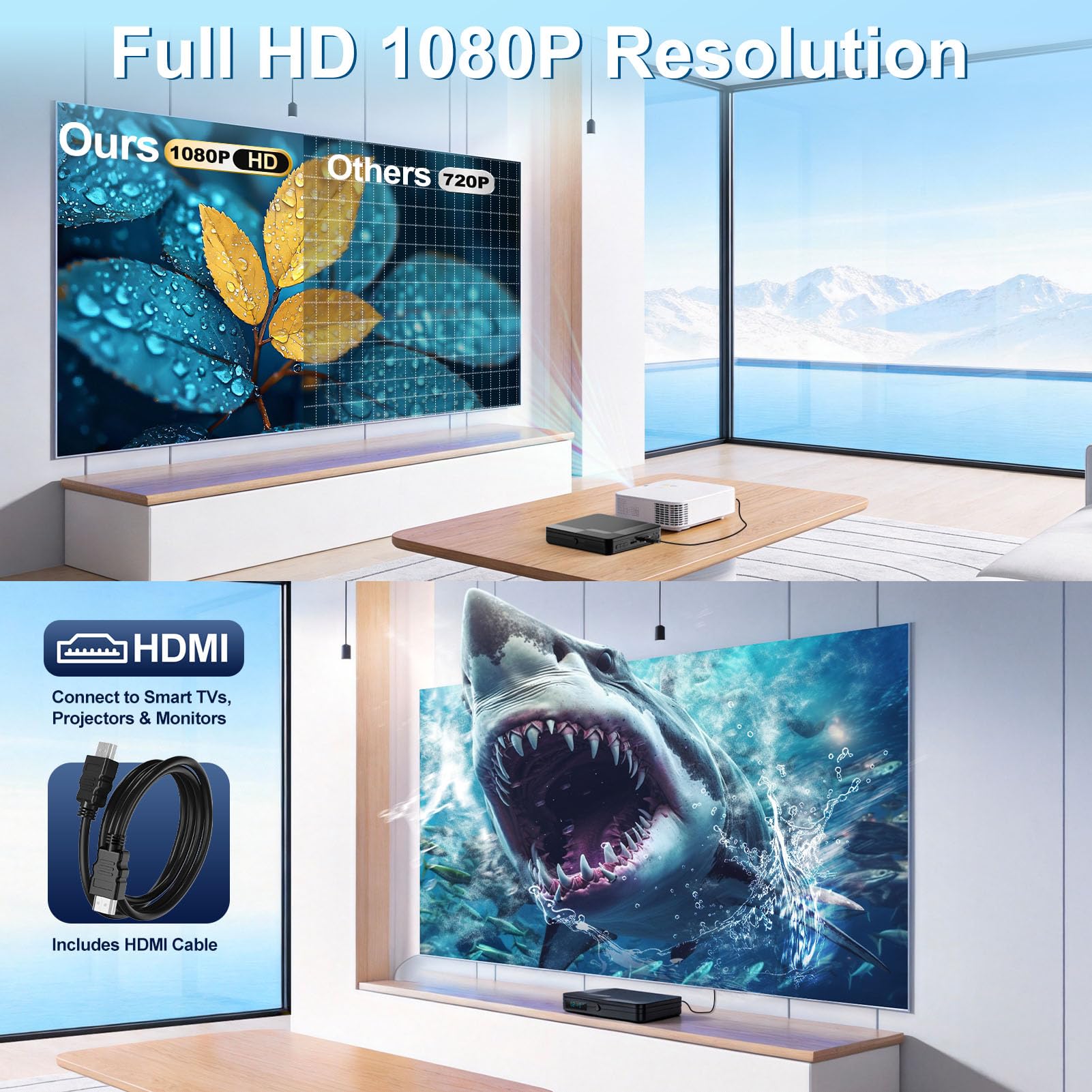 Mini Reproductor de DVD con Control Remoto, Reproductor de CD y DVD Compacto 1080P HD para Smart TV y proyector, Cuenta con Salida HDMI, Conector para Auriculares, Entrada USB 2.0, Soporte PAL