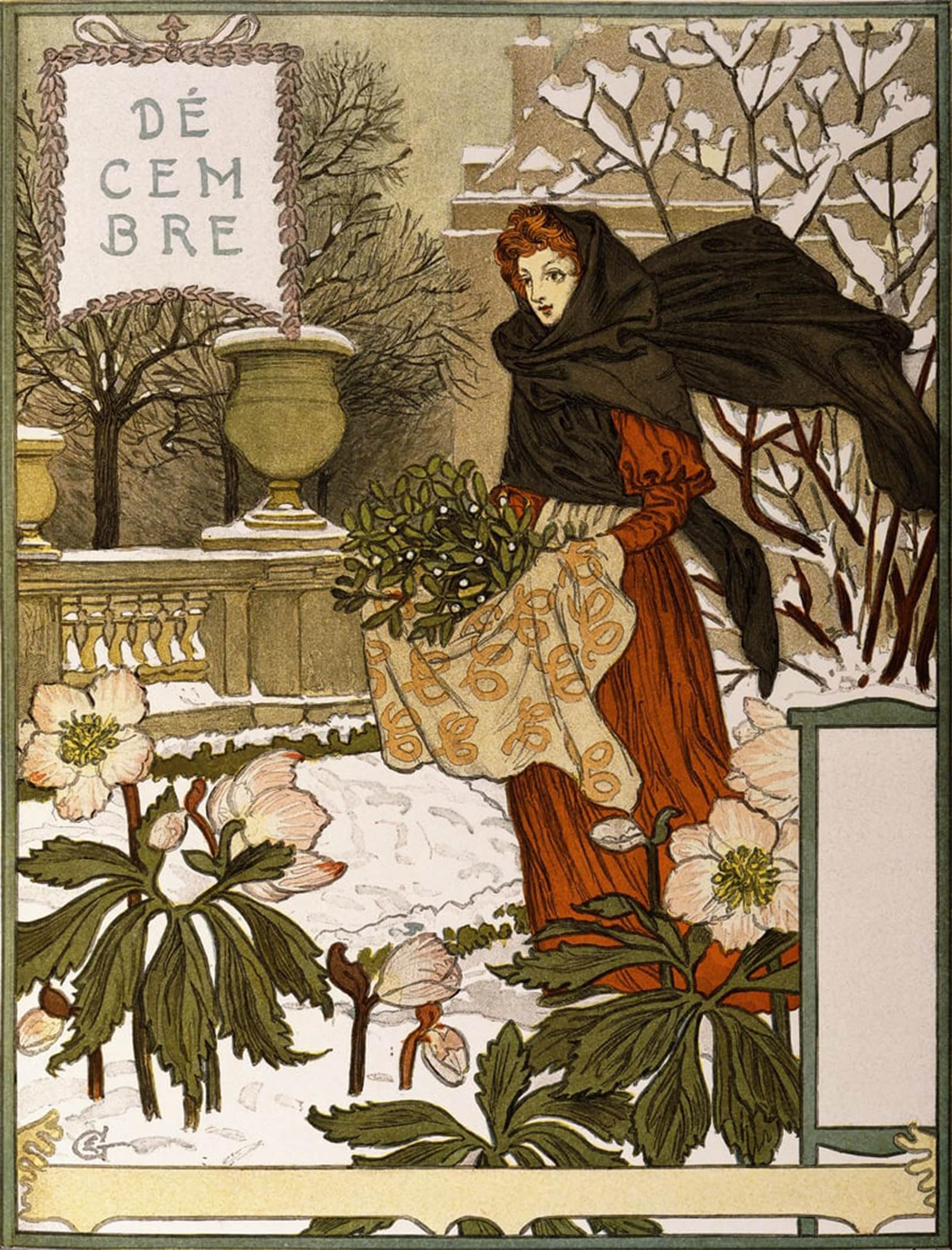 Posteriik No Frame Vintage Art Print Images Pictures Print December Illustration By Eugene Grasset Modern Colour Posters For Office Home Decor 60X90cm