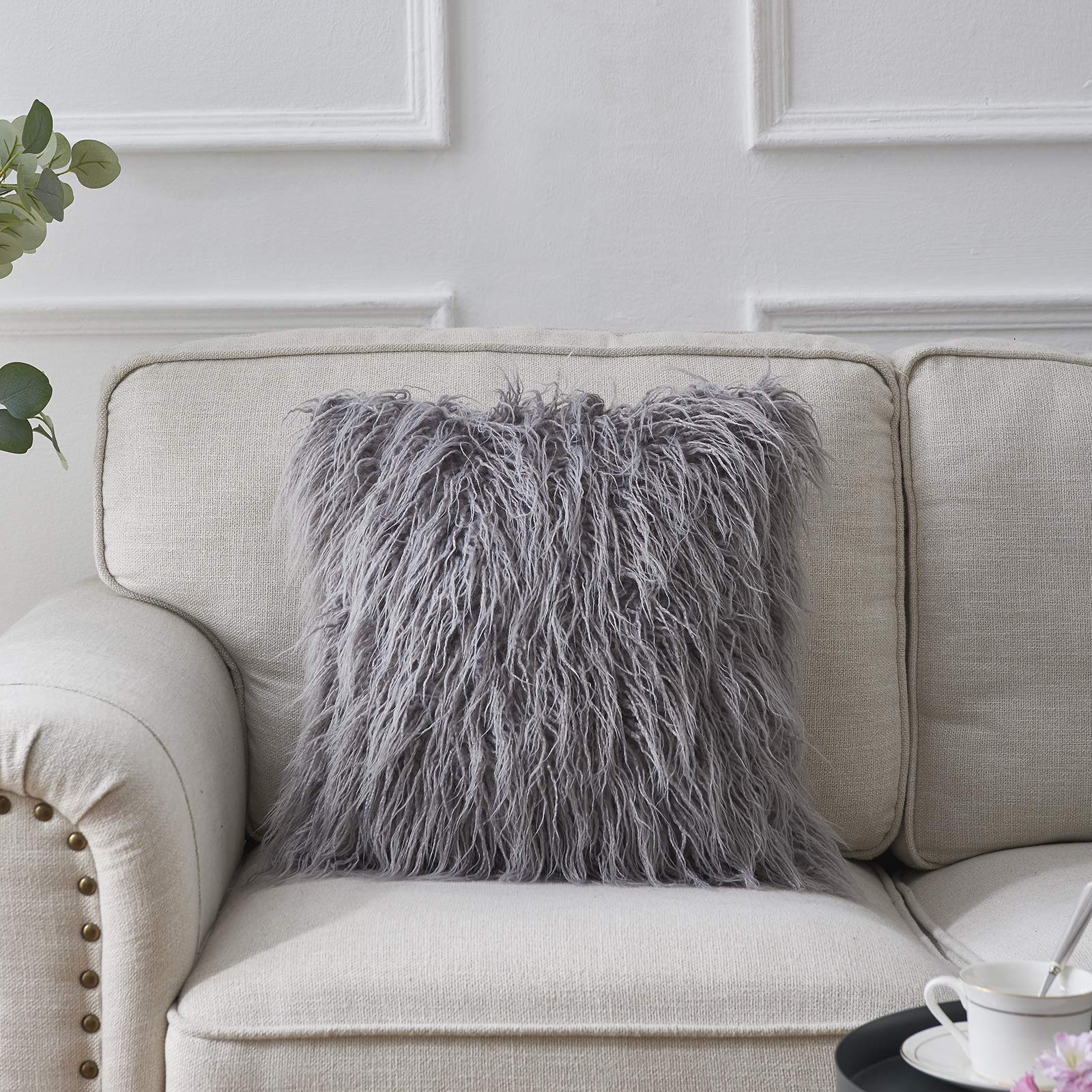 Amazon.co.jp: クッションカバー ロングファー フェイクファー