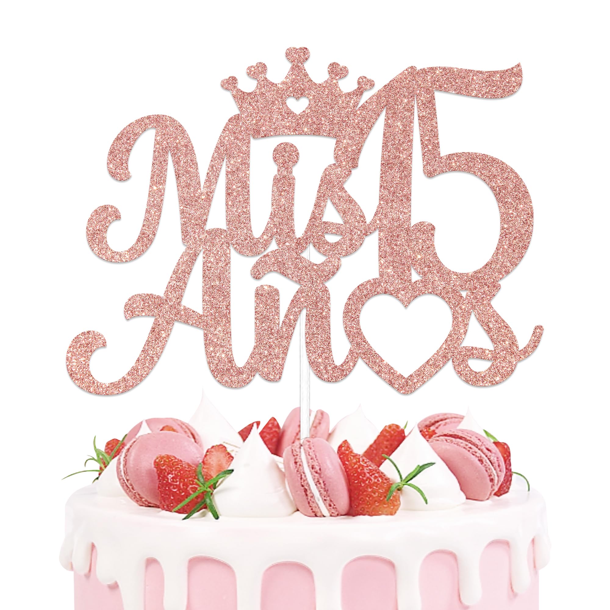 SJcysrilla Mis 15 Anos Cake Topper 15th Birthday Decorations Hello 15/Cheers to 15 Years Birthday Anniversary Party Decoration Supplies Rose Gold