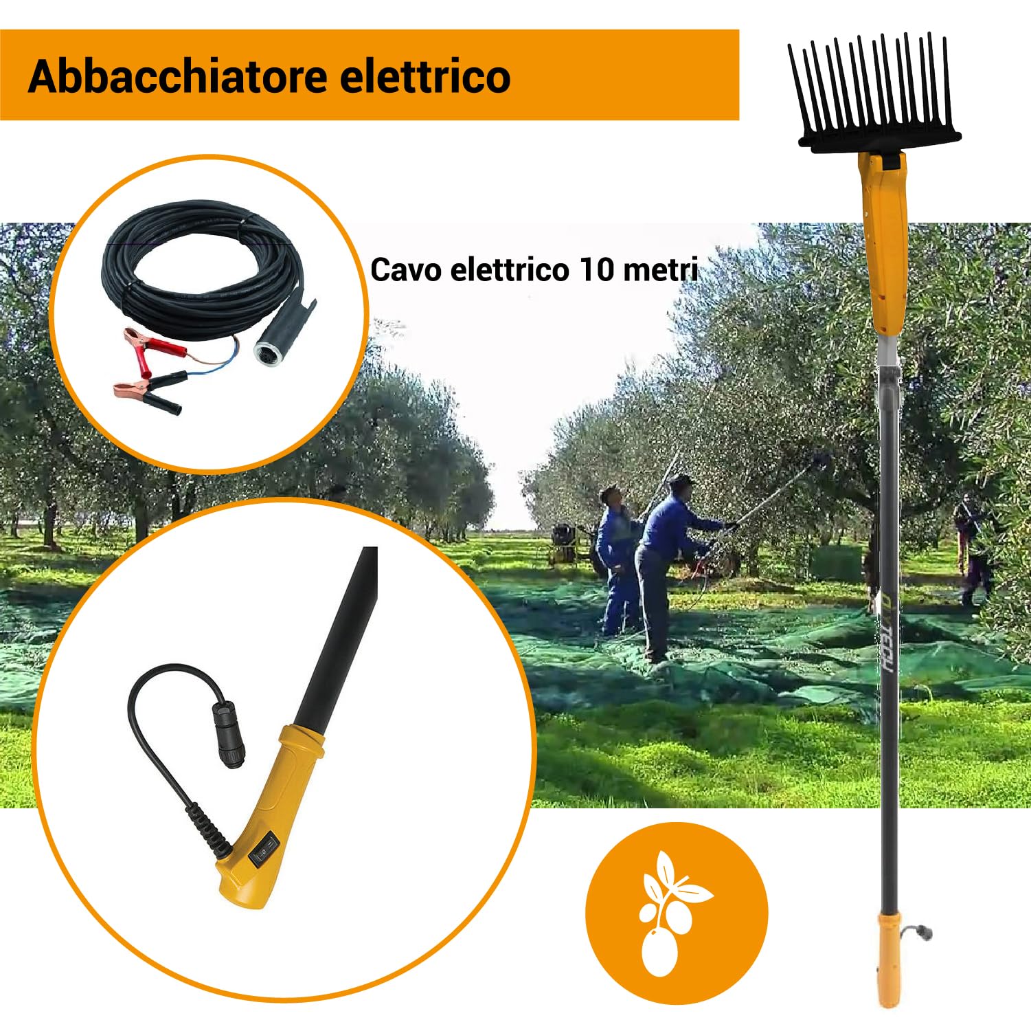 Crisalide® - Olytech Dualcomb 13 Scuotitore Raccogli Olive Abbacchiatore Scuotiolive a Batteria - Nero