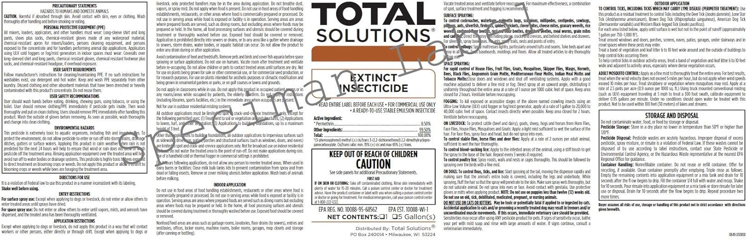Total Solutions Extinct Insecticide (1 Gallon) - Permethrin Insecticide for Indoor & Outdoor Use