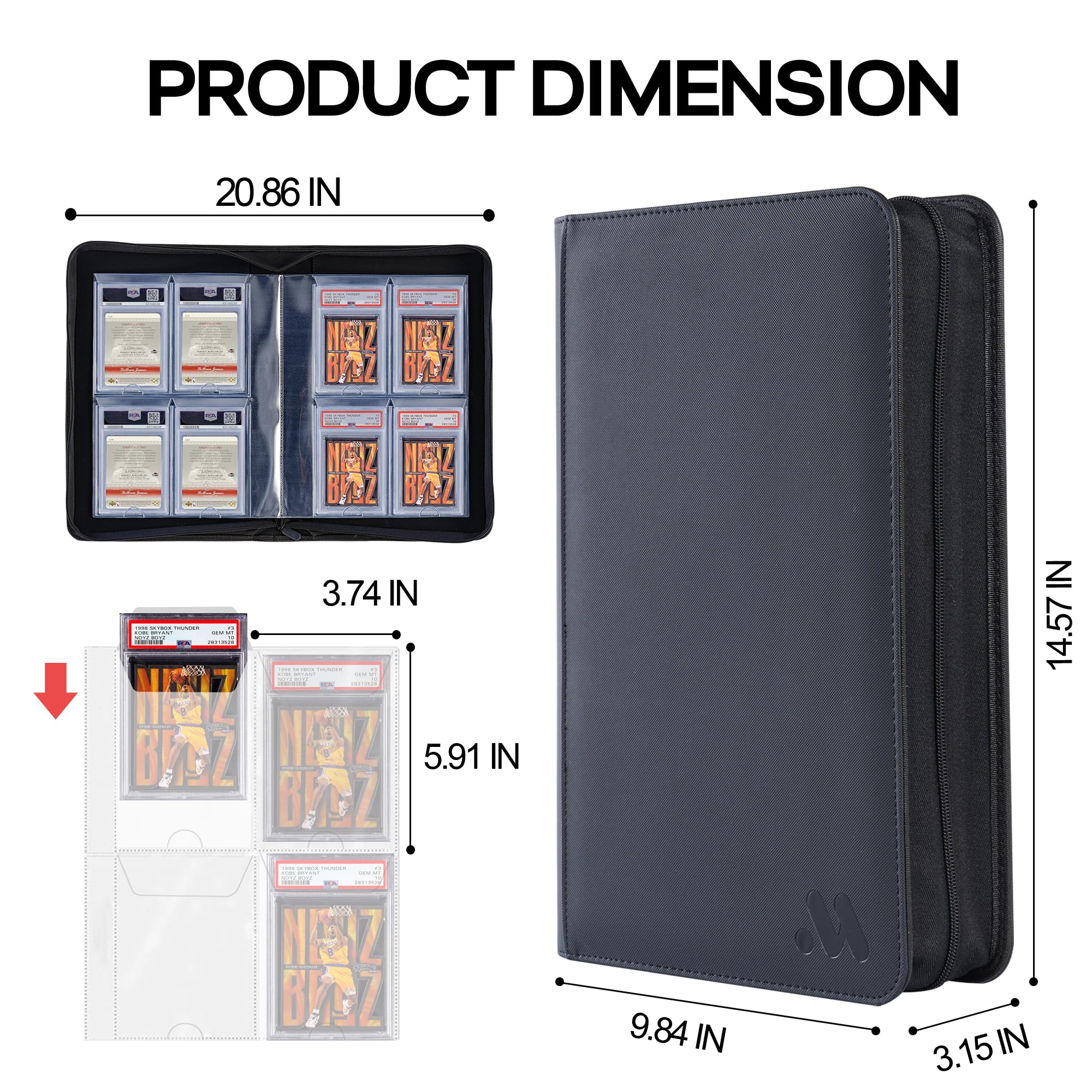 Amazon.com: MORABTO Graded Card Binder,Holds 40 Graded Cards,4 Pocket Slab  Binder For PSA,Premium Graded Card Holder with Sleeves Black : Toys & Games