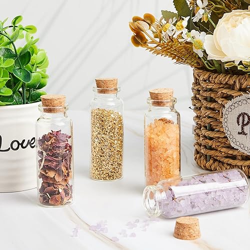 Miniatura 5 de Bokon 48 botellas de vidrio pequeñas de 1.4 fl oz con mini viales de corcho con tapones de corcho de madera, frascos de vidrio pequeños de