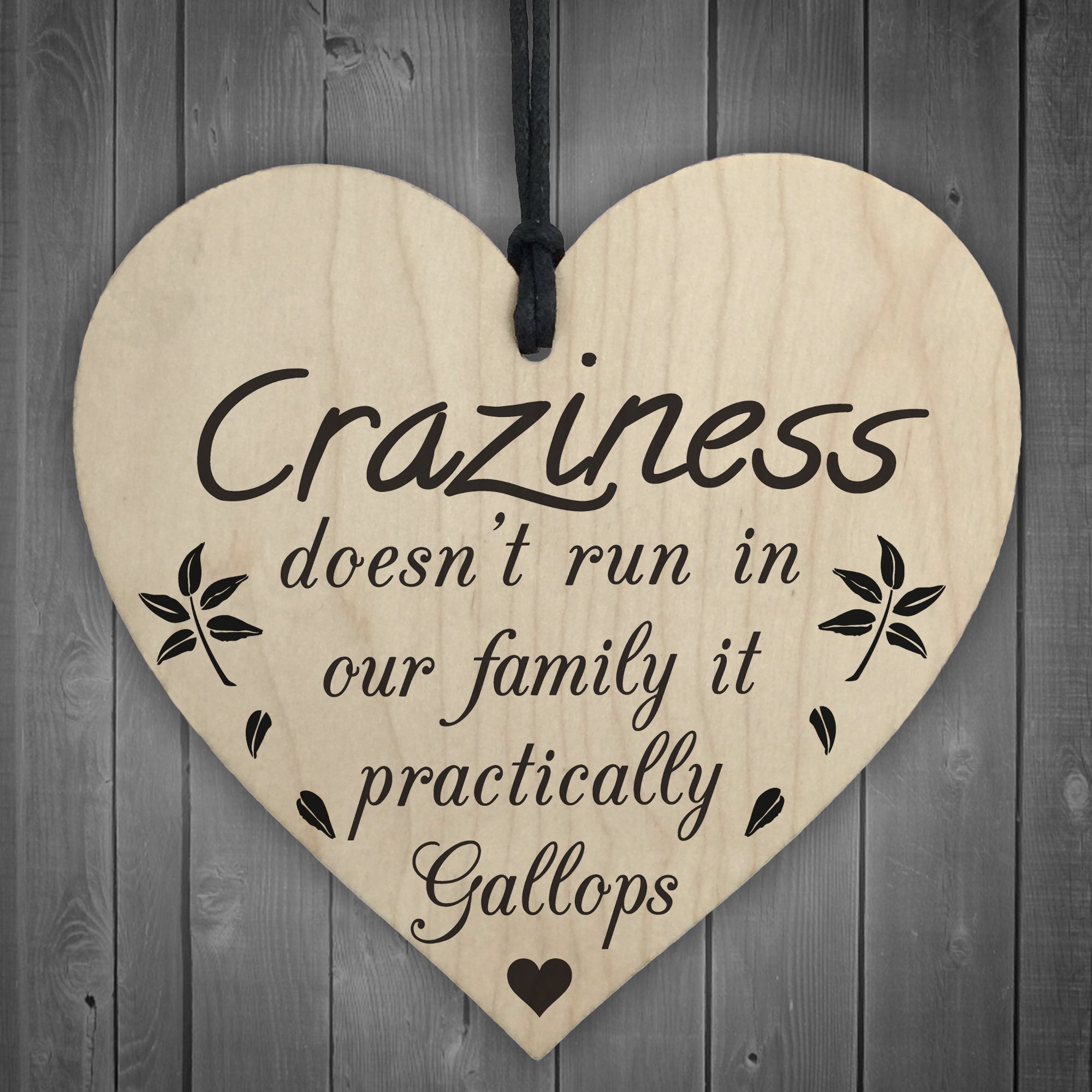 Red Ocean Craziness Gallops In Our Family Wooden Hanging Heart Novelty Families Plaque