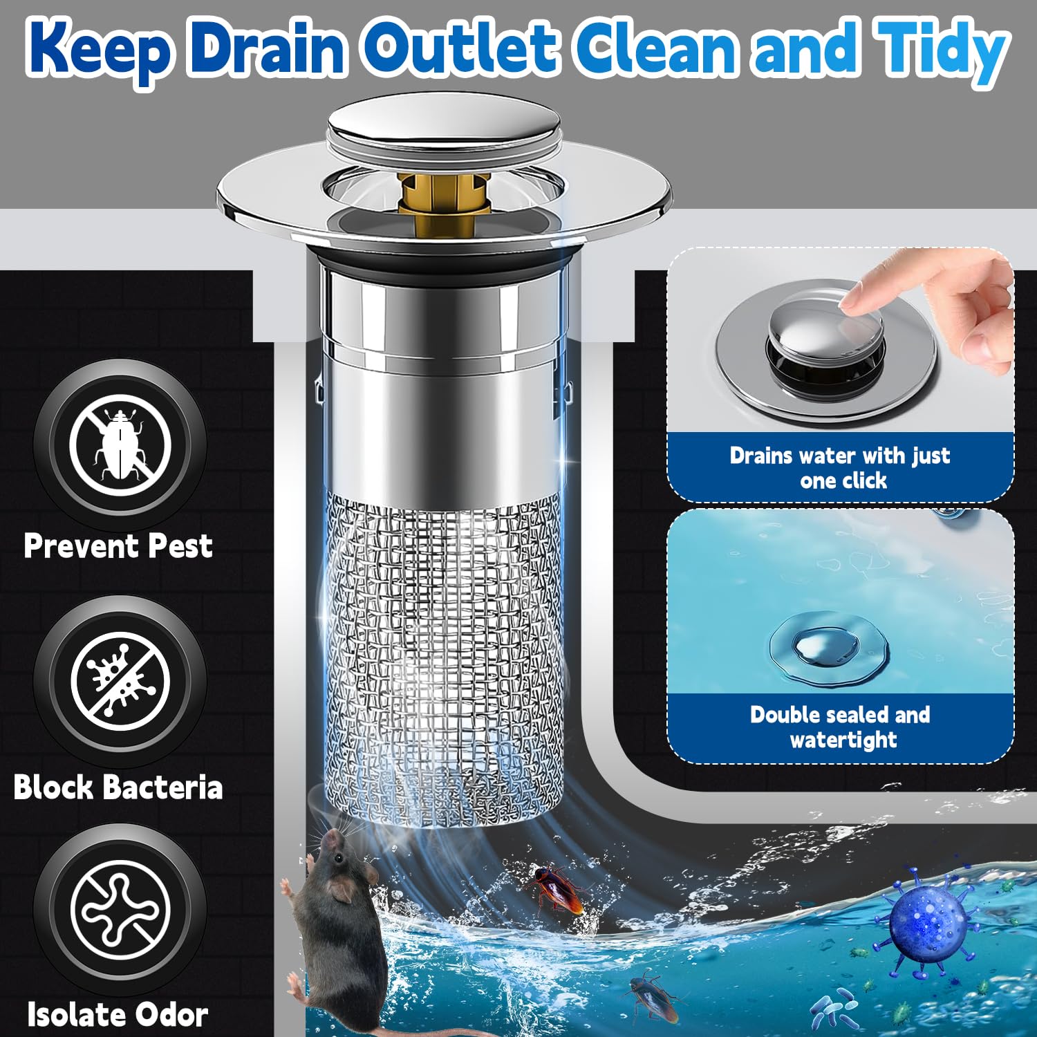 Bonde De Lavabo 2 Pièces, 32-42mm Bouchon Lavabo Universel, Pop-Up Avec 2 Joints Pour Baignoire Accelere Drainage Sans Colmatage Bouchon 91858302