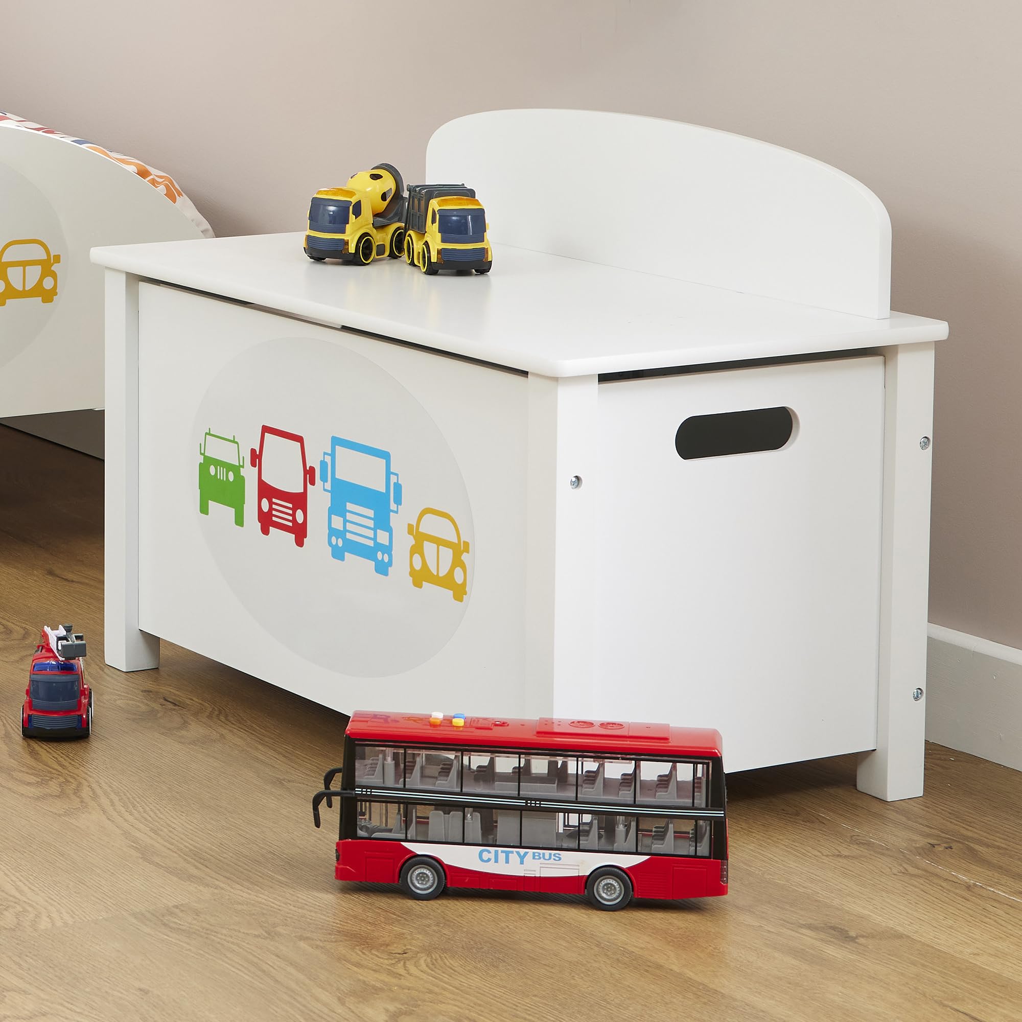 Liberty House Toys White Kid's Wooden Transport Toy Box,