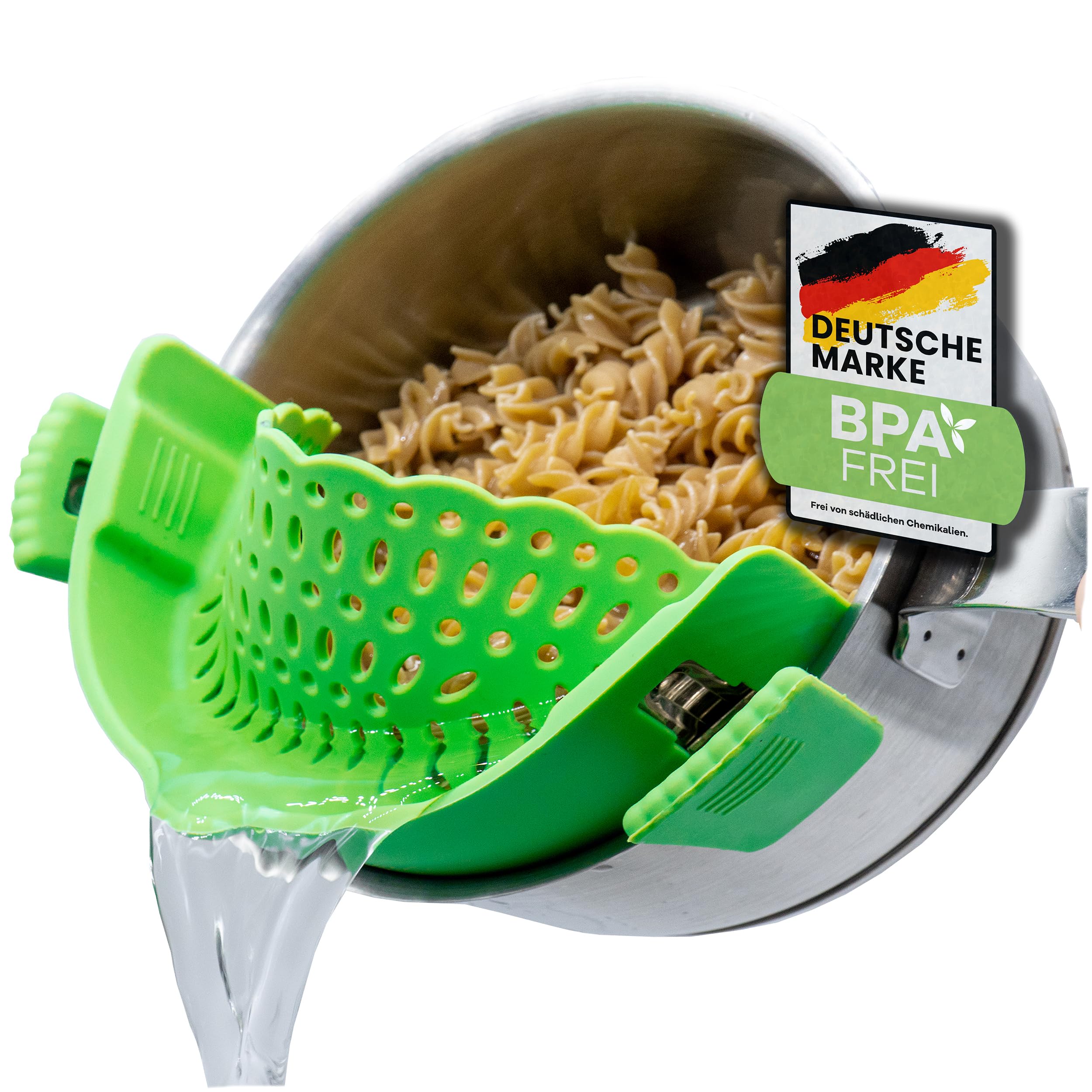 Colino in Silicone Resistente al Calore con Clip a Scatto per Pentole e Ciotole
