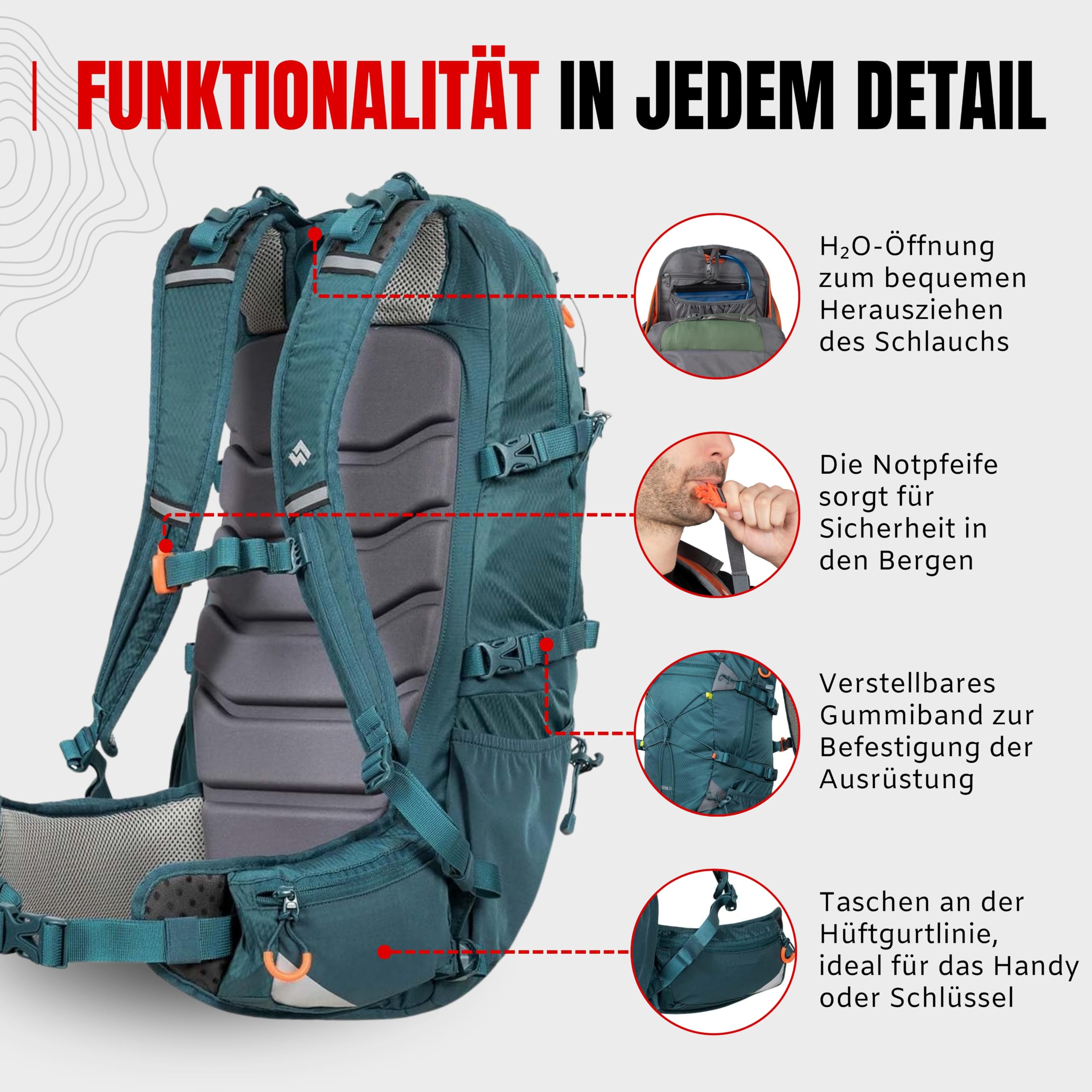 Alpinus - Plecak turystyczny Fatra 30 L, plecak sportowy i outdoorowy, lekki trekkingowy, model taktyczny, ergonomicznie uformowany, plecaki turystyczne - zielony