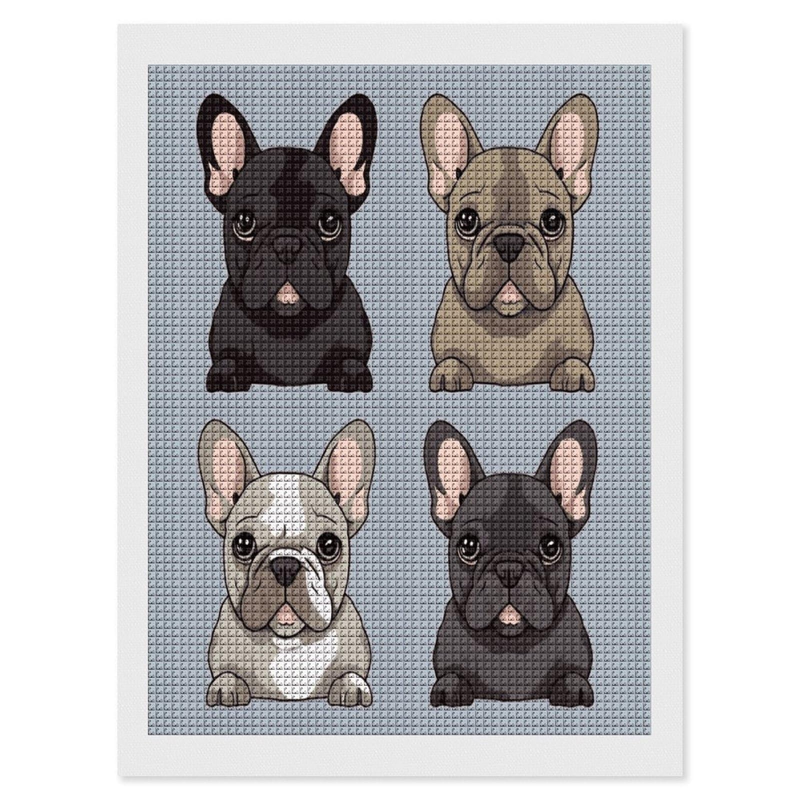 FodPand French Bulldog Diamond Painting Kit for Beginner Fun 5D DIY Crafts for Adults Diamond Art Kits Square Diamond Art Canvas Painting Gem Art Crafts for Home Wall Decor 12"x16"