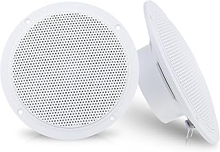 Pyramid 5.25” Dual Waterproof Marine Speakers - 100W 4Ohm Outdoor Car/Boat Radio Stereo Speakers Waterproof/Weather Proof Marine Stereo Speakers System Pair - Mounting Kit, Speaker Wire, Grill MDC6
