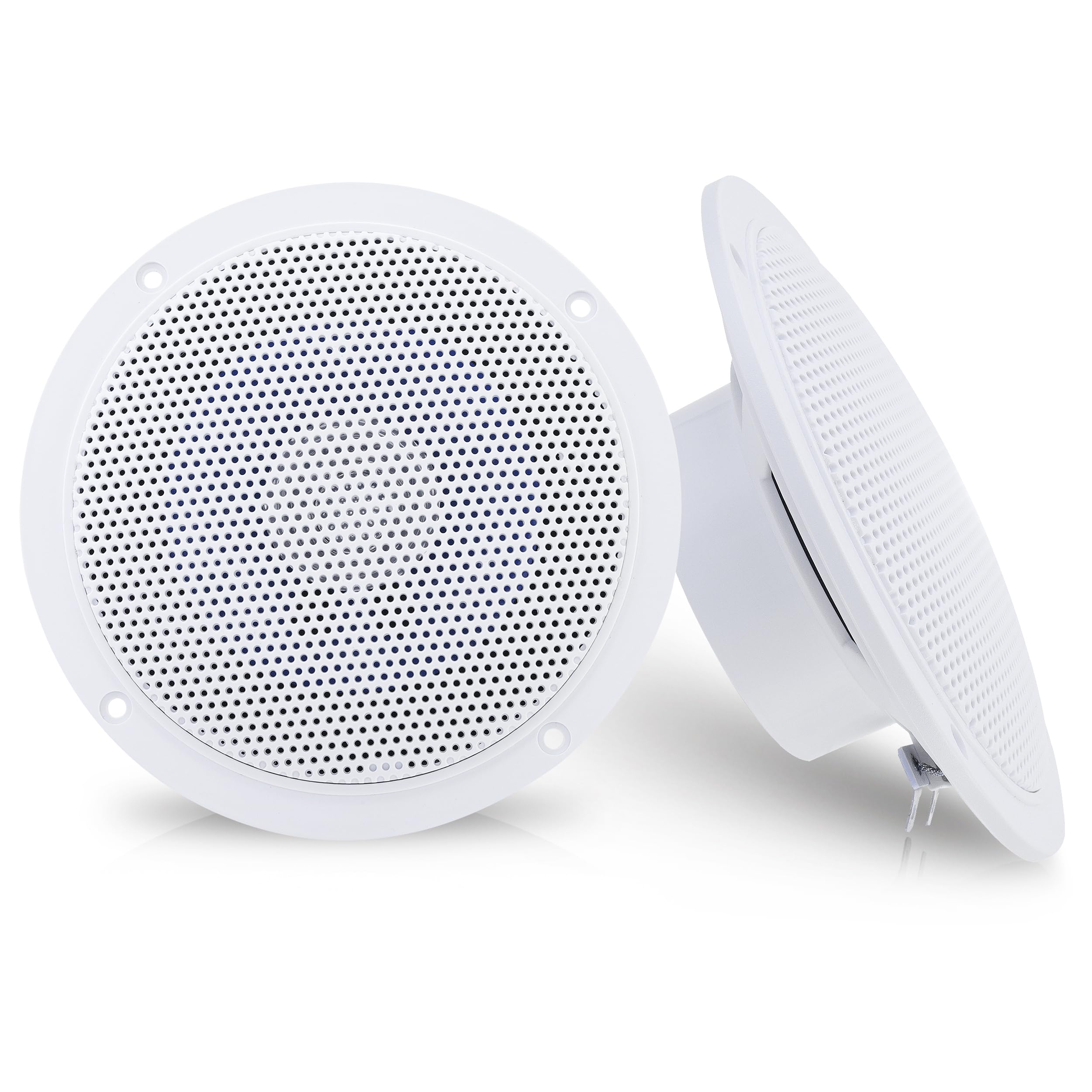 Pyramid 5.25” Dual Waterproof Marine Speakers - 100W 4Ohm Outdoor Car/Boat Radio Stereo Speakers Waterproof/Weather Proof Marine Stereo Speakers System Pair - Mounting Kit, Speaker Wire, Grill MDC6