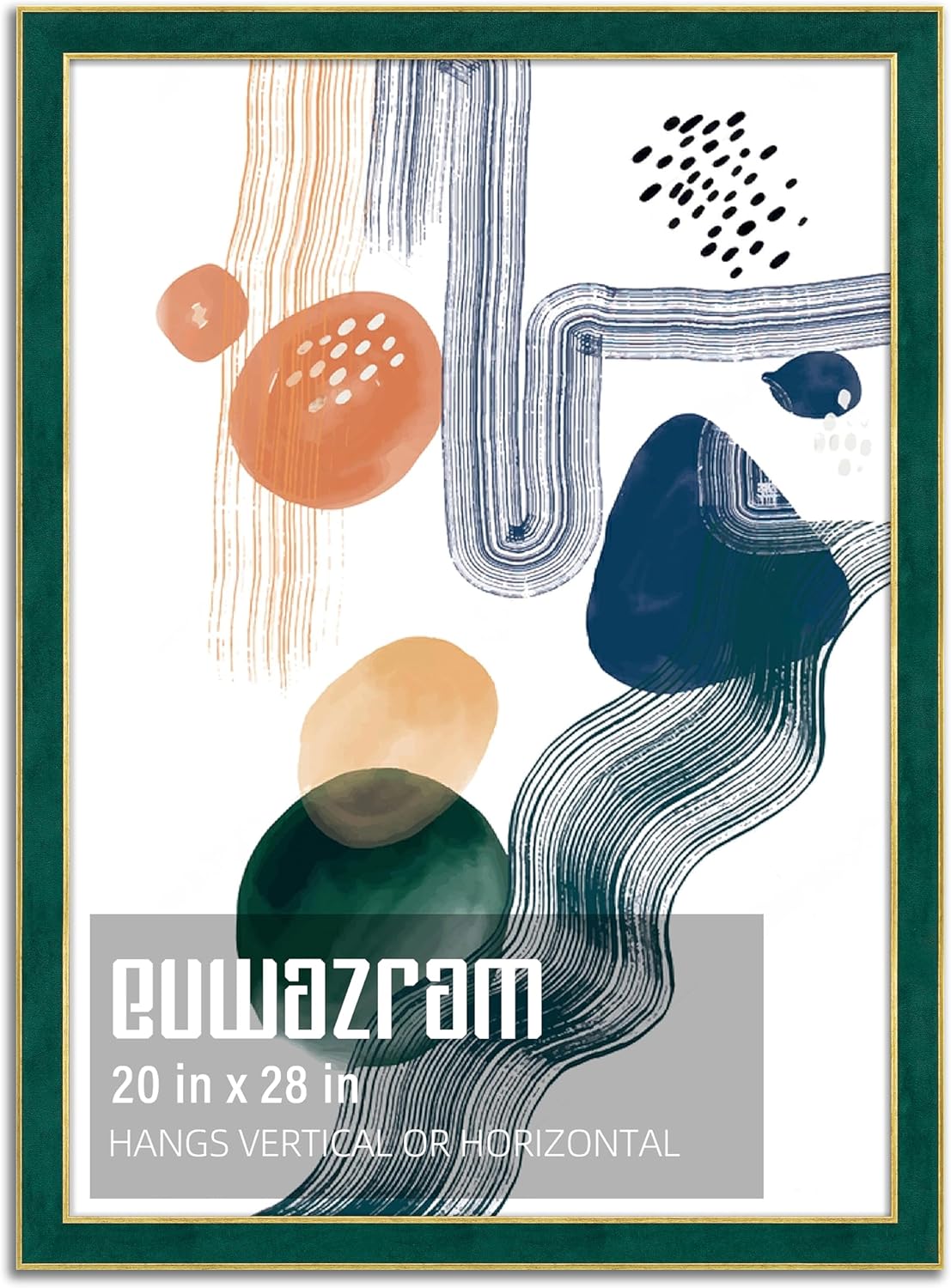 Suede 20x28 Frame - Single Frame, Elegant Green 20 x 28 Poster Frame, 20x28 Picture Frame for Artwork, Puzzles, Photos, and Movie Posters