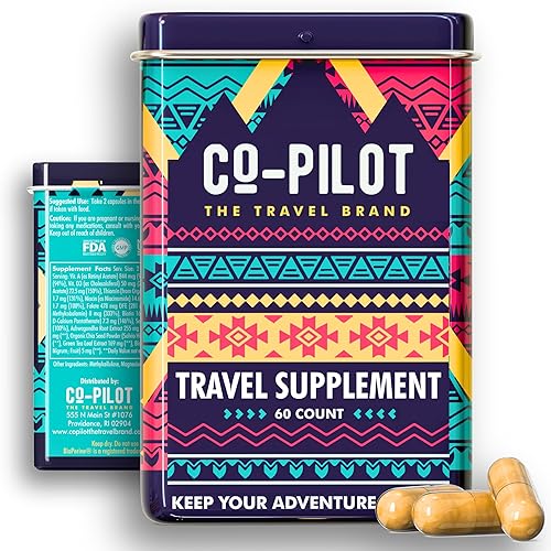 Suplemento vitamínico de viaje para vuelo y diario, jet lag, energía, sistema inmunológico, apoyo a la digestión, promueve la calma con Ashwagandha,