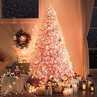 Vista 91 de Yaheetech Árbol de Navidad artificial preiluminado de 4.5 pies con luces blancas cálidas incandescentes, árbol de Navidad preiluminado completo