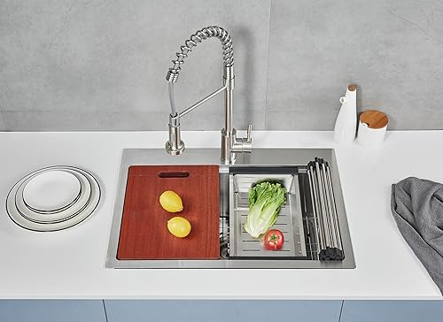 Miniatura 28 de MENATT Fregadero de cocina de 23 pulgadas, calibre 18 de acero inoxidable con orificio para grifo único, repisa de un solo tazón, fregadero