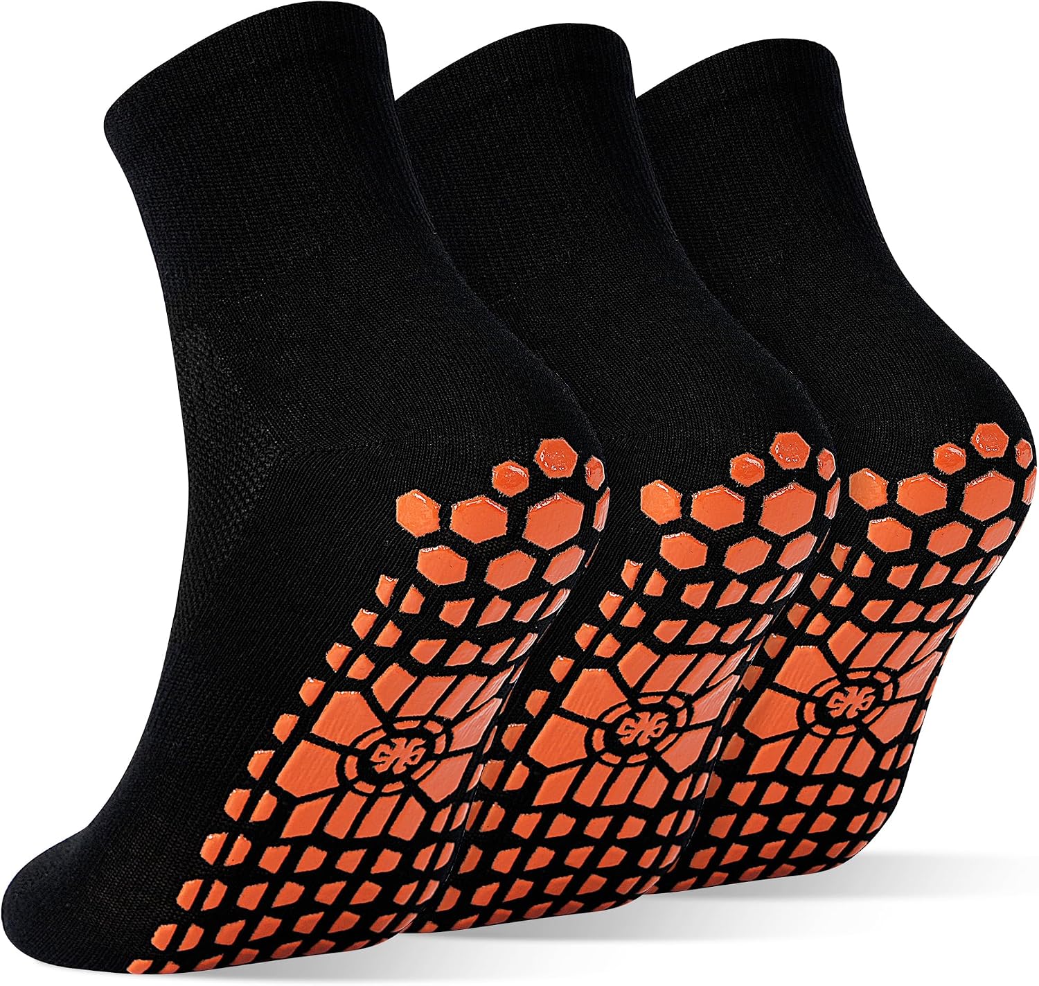 SkiBeaut Men Grips Socks Non Slip Sticky 3 Pairs Tile Wood Floors Anti-Skid Pilates Yoga Barre Hospital Slipper Socks