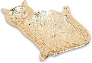 Abbott Collection 앉는 고양이 플랫 트레이 | 알루미늄, 골드, 길이 12.7cm(