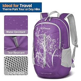 ZOMAKE Ultra Lightweight Packable Backpack 25L, Foldable Hiking Backpacks Water Resistant Small Folding Daypack for Travel(Purple)