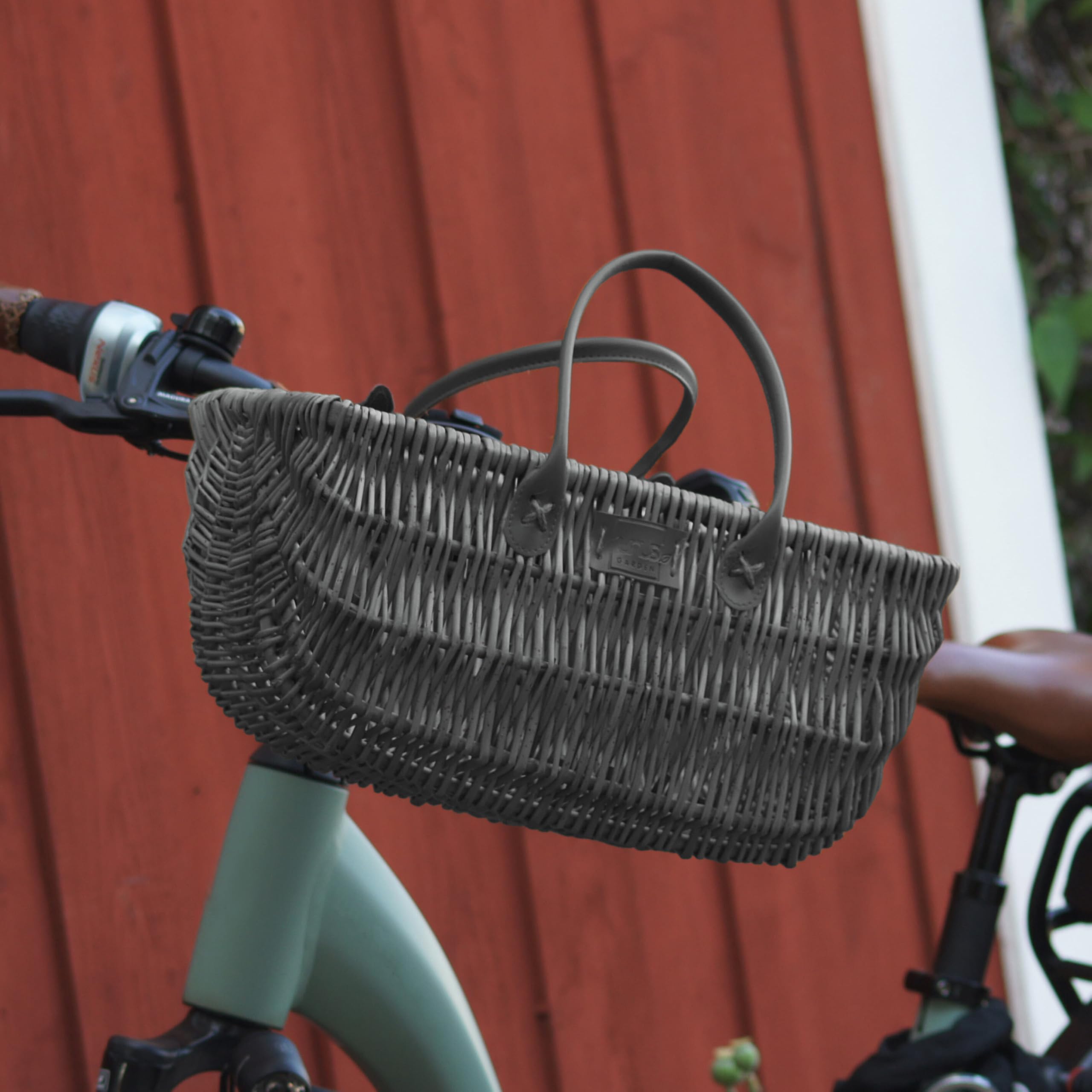 UNUS Panier de vélo en Osier, 22x40x21,5 cm, Résistant aux intempéries, Plastique, Fixation avec Sangle pour Porte-Bagages ou Guidon