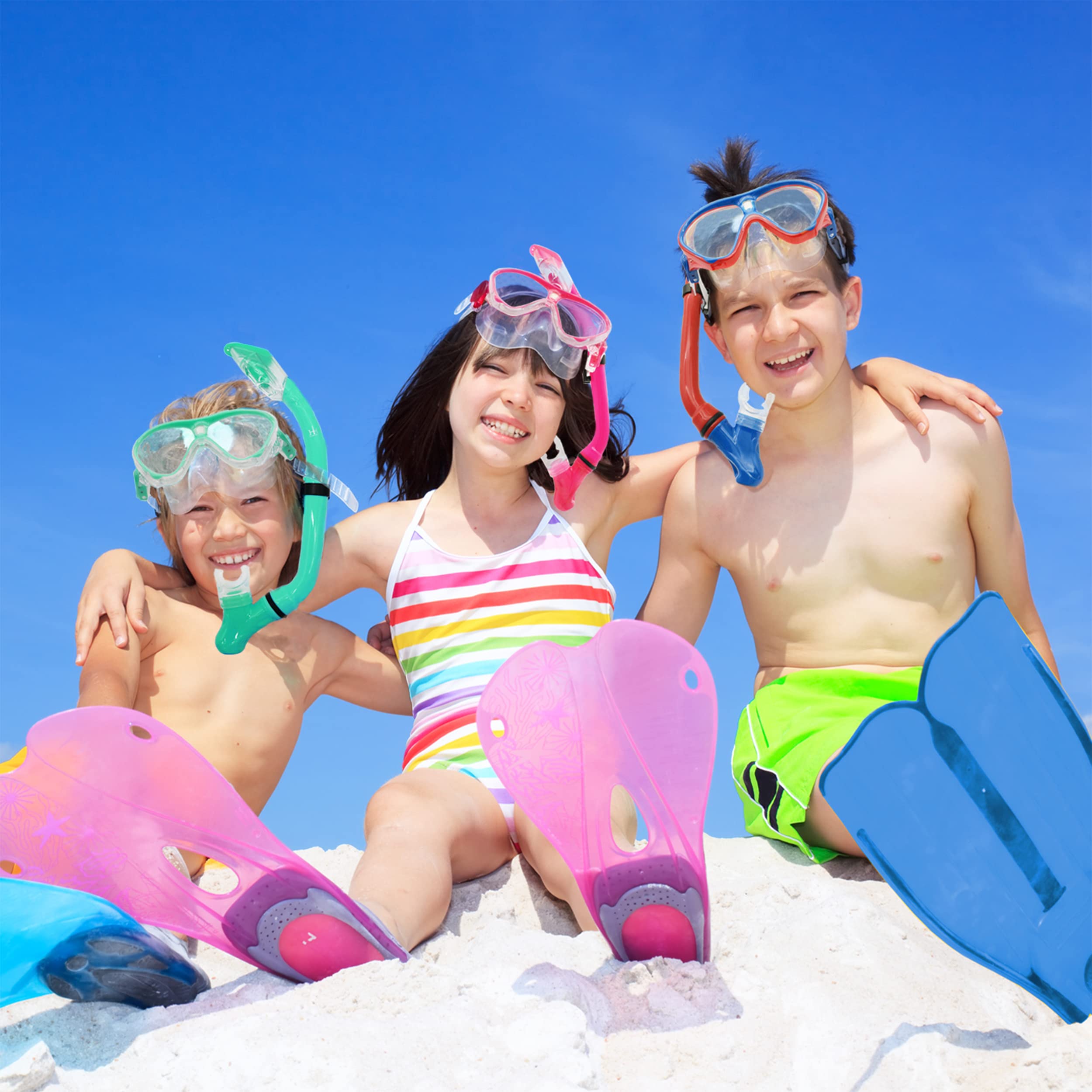 Seals Dry Snorkel Set For Kids Youth Junior, Anti-Fog Tempered Glass Snorkeling Mask, Anti Leak