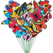 MIDELONG Butterfly Stakes, 9cm Colorful Waterproof Butterflies Stakes Garden Ornaments for Indoor Outdoor Yard Patio Planter Flower Pot Decorations, Pack of 20