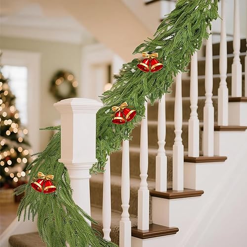 Miniatura 5 de Guirnalda de Navidad de pino Norfolk artificial de 6 pies, vegetación sintética de polietileno de tacto real, decoración impermeable para interiores