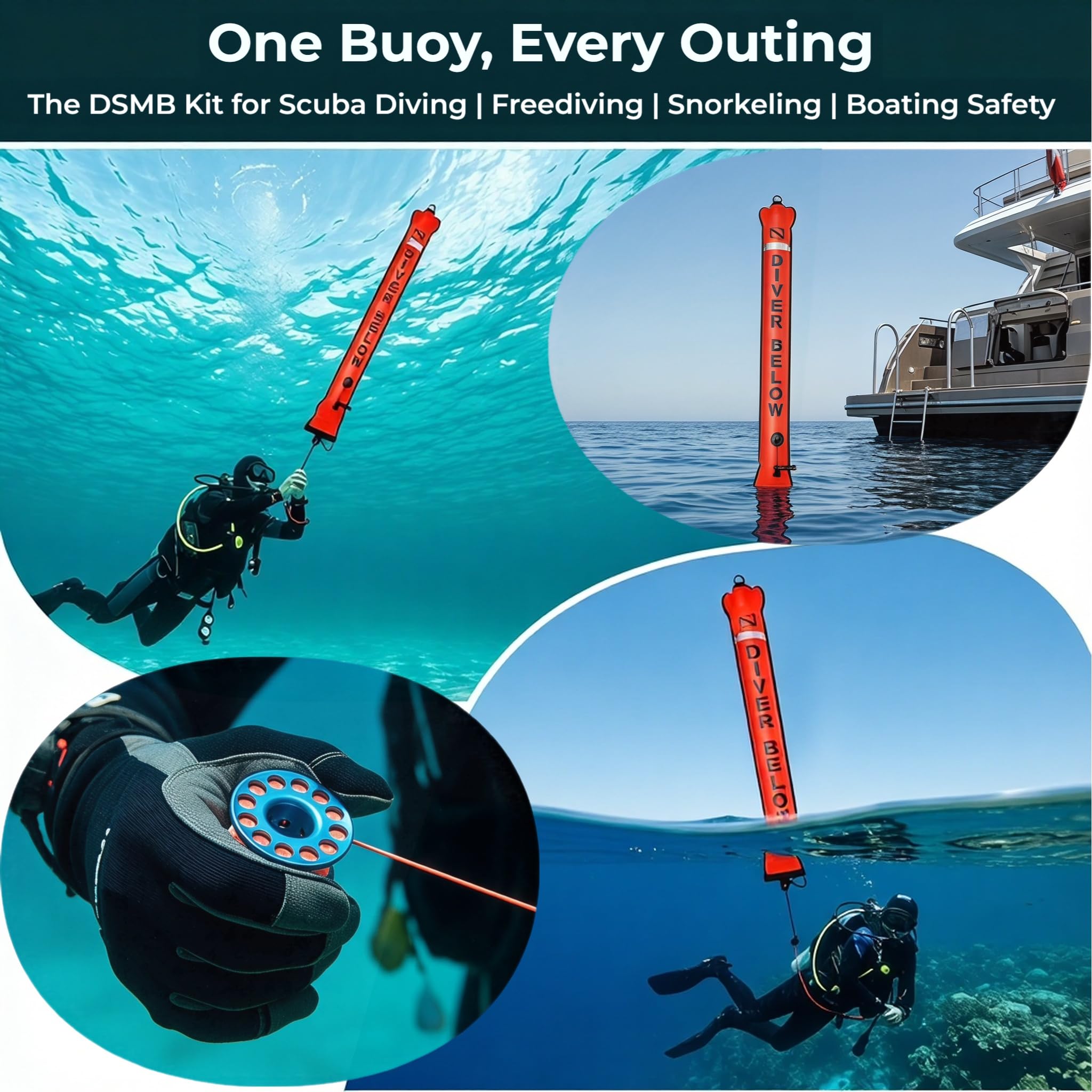 Amazon.com: DSMB 4ft Surface Marker Buoy with 100ft Finger Spool